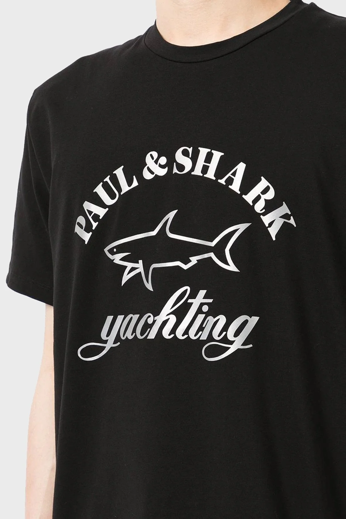 Paul & Shark Baskılı Bisiklet Yaka % 100 Pamuk Regular Fit Erkek T Shirt 11311628 011 SİYAH - 3