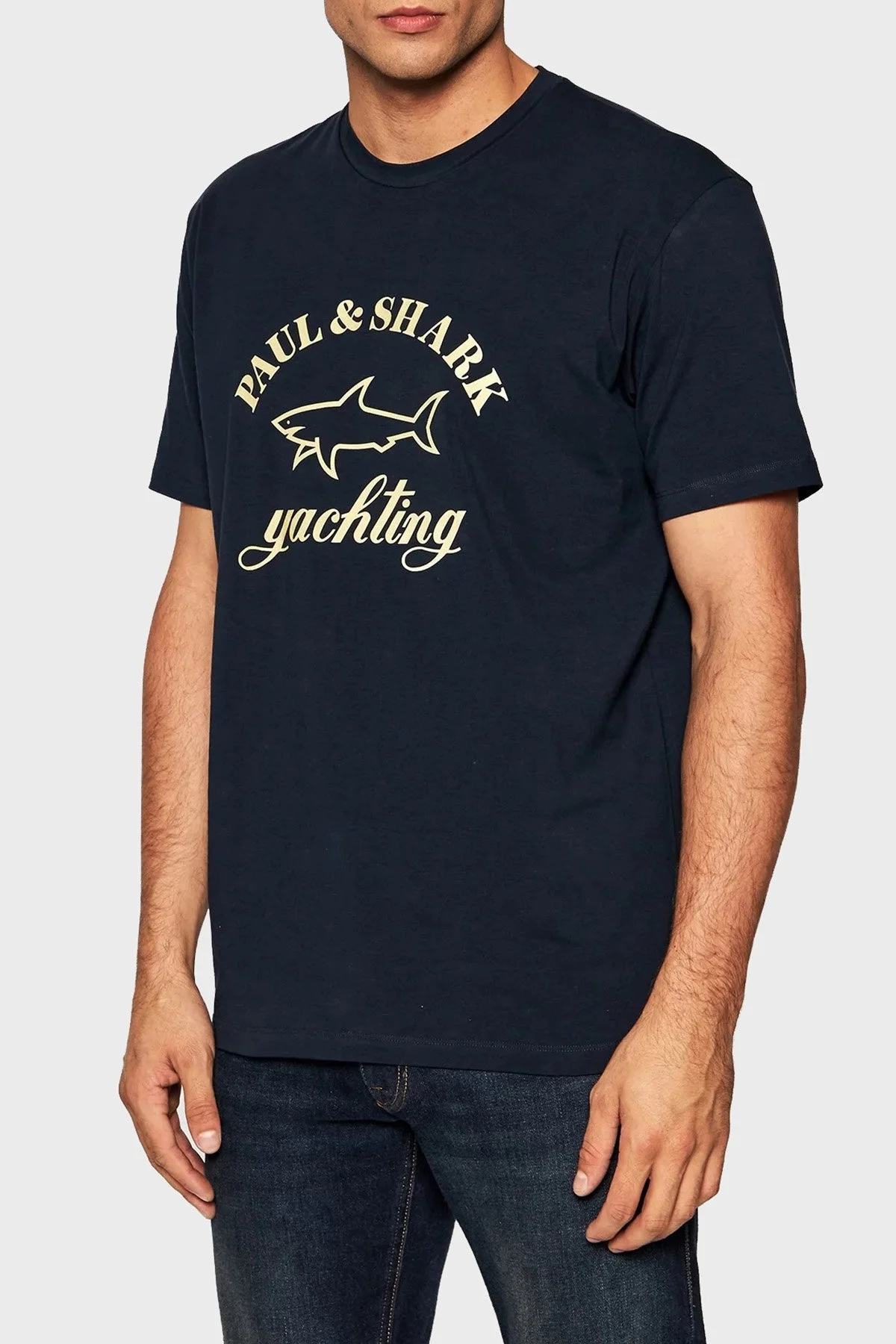 Paul & Shark Baskılı Bisiklet Yaka % 100 Pamuk Regular Fit Erkek T Shirt 11311628 130 KOYU LACIVERT - 6