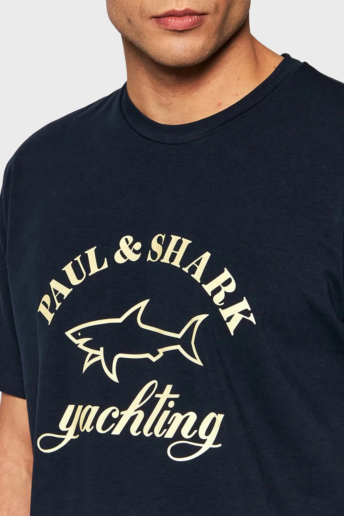 Paul & Shark Baskılı Bisiklet Yaka % 100 Pamuk Regular Fit Erkek T Shirt 11311628 130 KOYU LACIVERT - 4