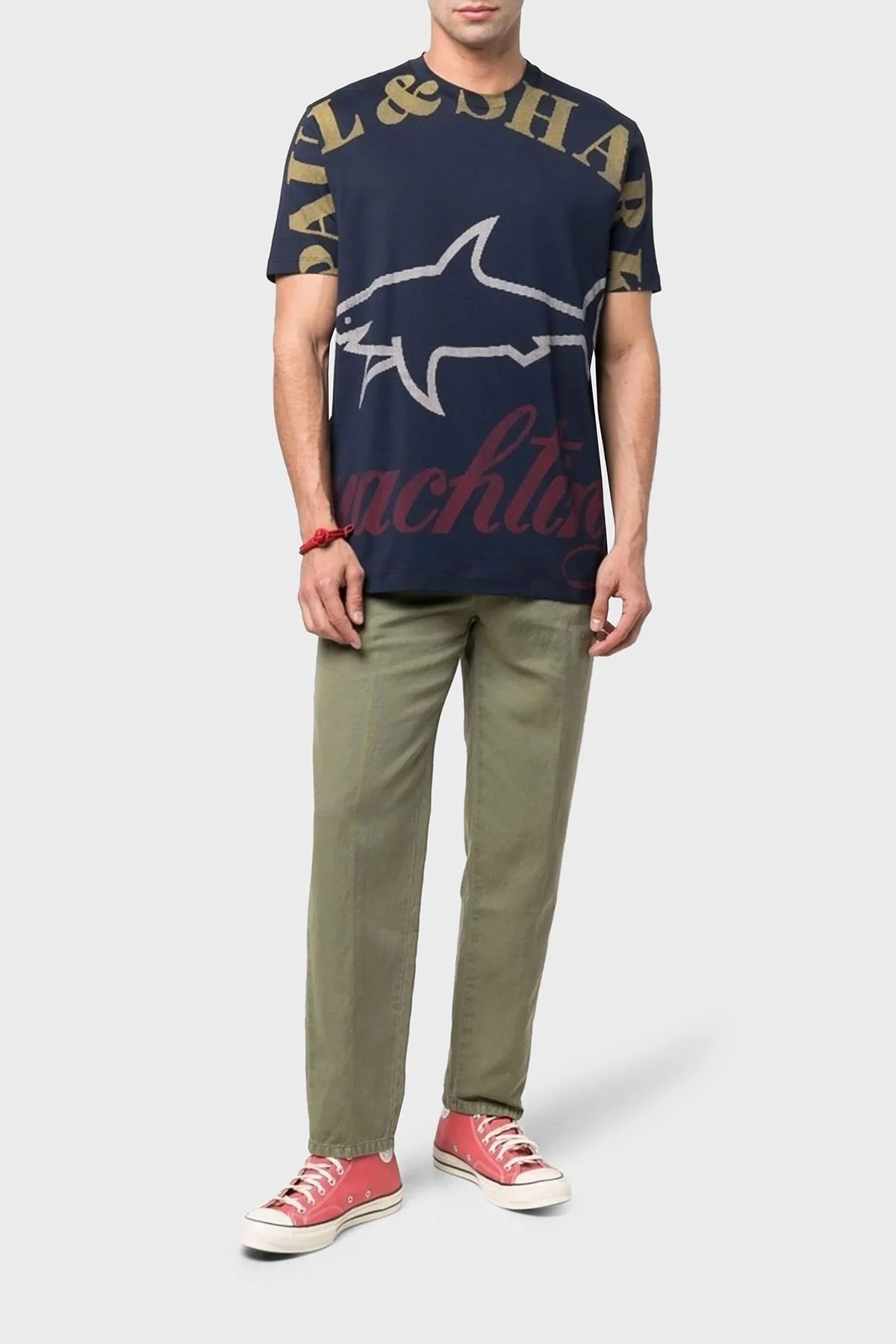 Paul & Shark Baskılı Bisiklet Yaka % 100 Pamuk Regular Fit Erkek T Shirt 22411009 013 LACİVERT - 6