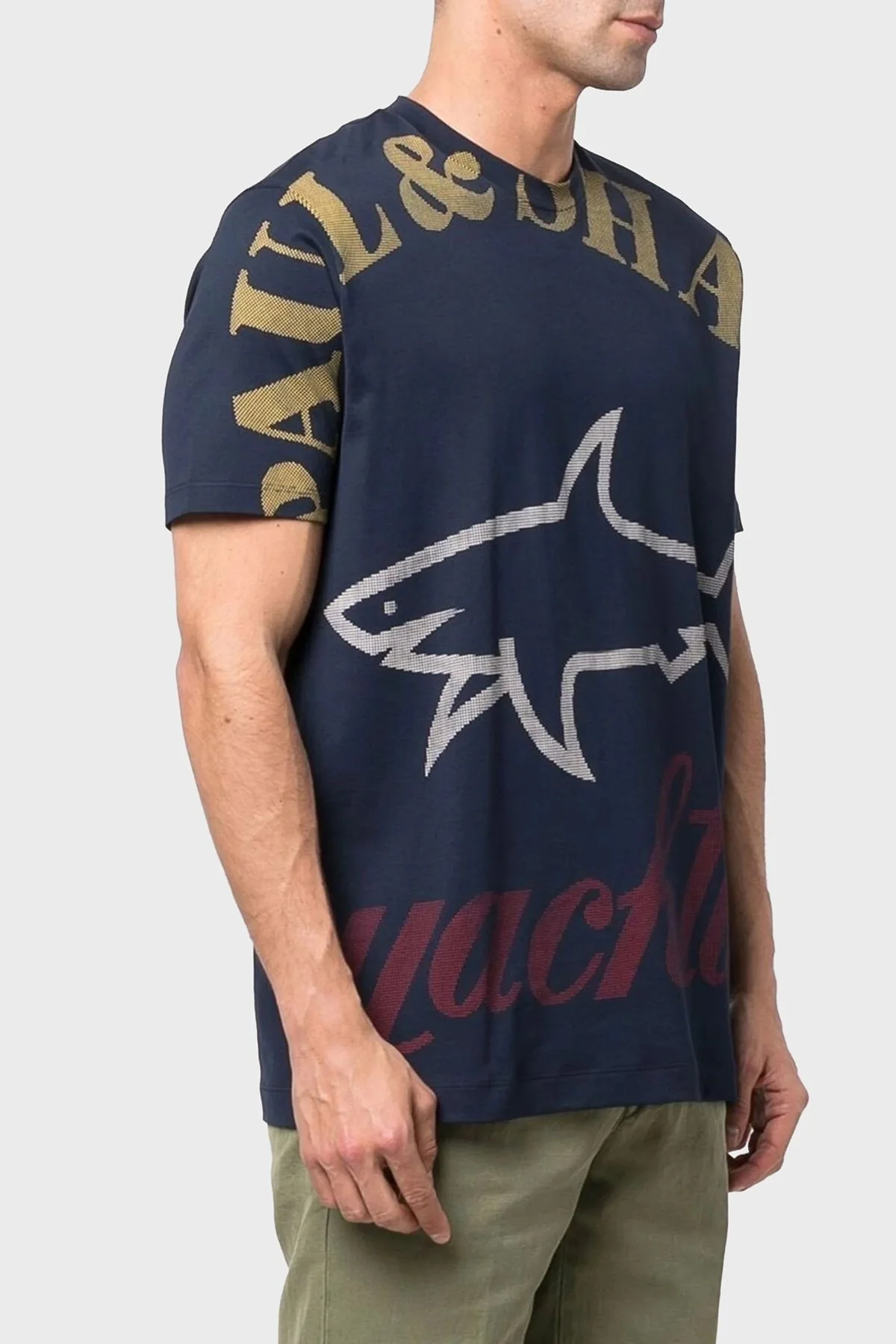 Paul & Shark Baskılı Bisiklet Yaka % 100 Pamuk Regular Fit Erkek T Shirt 22411009 013 LACİVERT - 8