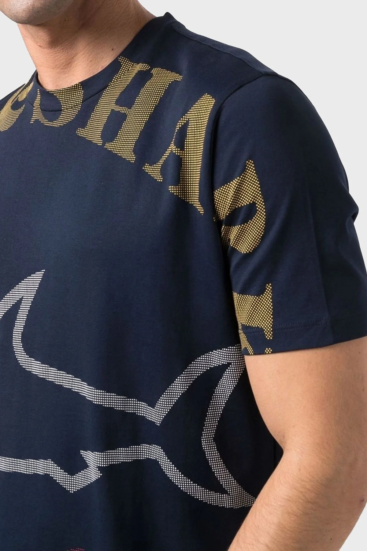 Paul & Shark Baskılı Bisiklet Yaka % 100 Pamuk Regular Fit Erkek T Shirt 22411009 013 LACİVERT - 9