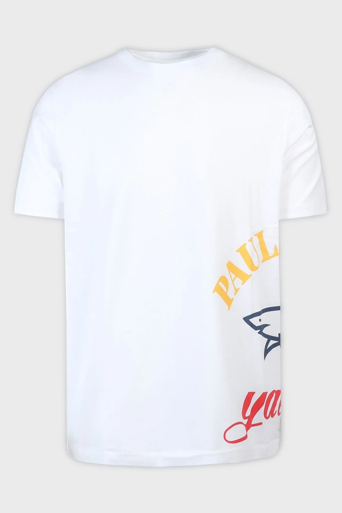 Paul & Shark Baskılı Bisiklet Yaka % 100 Pamuk Regular Fit Erkek T Shirt 22411021 010 BEYAZ - 2