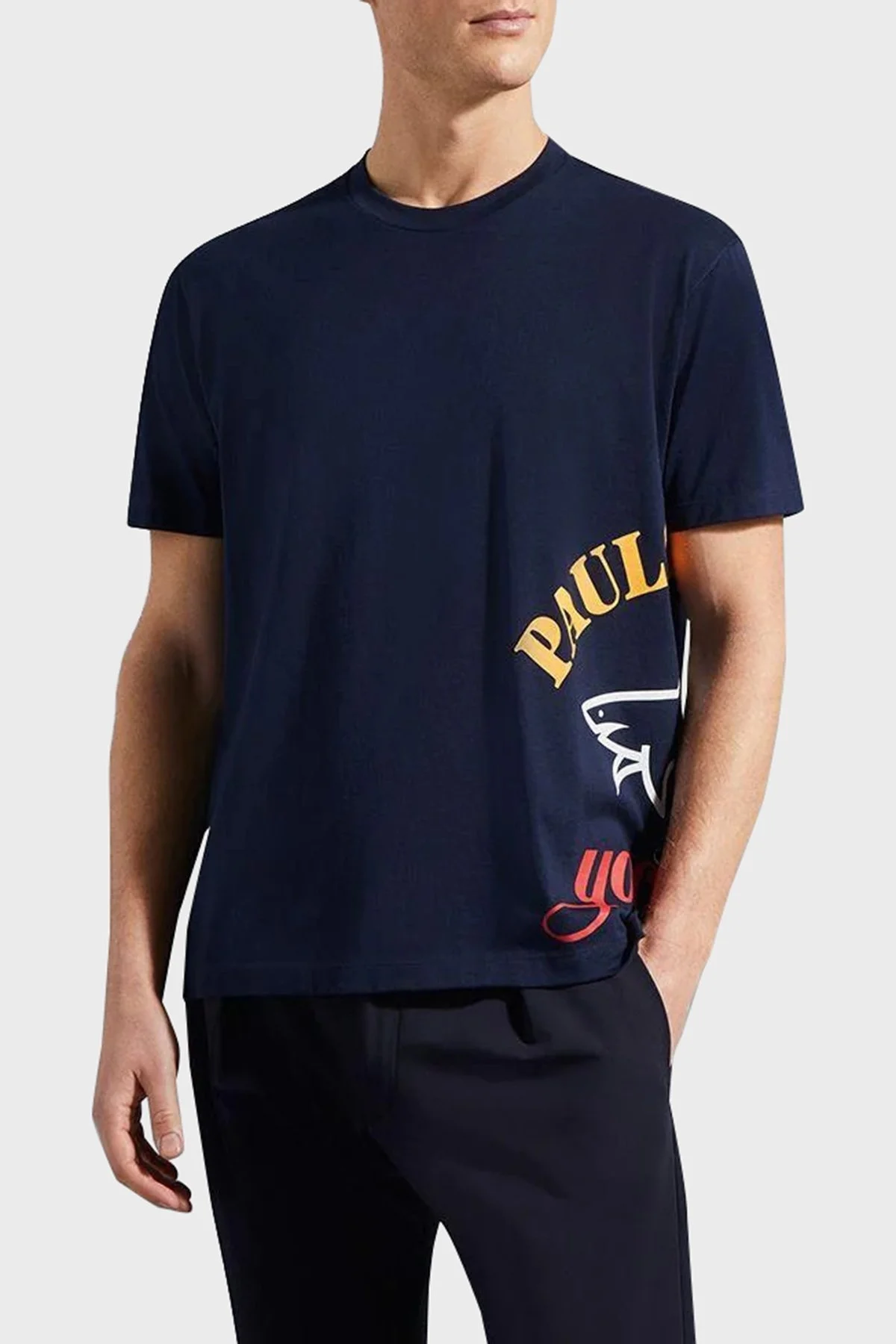 Paul & Shark Baskılı Bisiklet Yaka % 100 Pamuk Regular Fit Erkek T Shirt 22411021 013 LACİVERT - 1