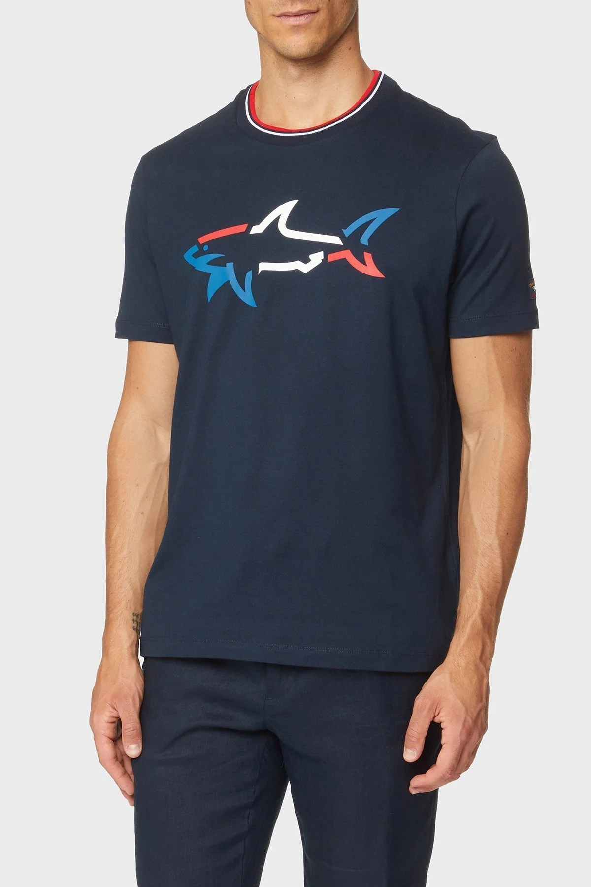 Paul & Shark Baskılı Bisiklet Yaka % 100 Pamuk Regular Fit Erkek T Shirt 22411054 013 LACİVERT - 1