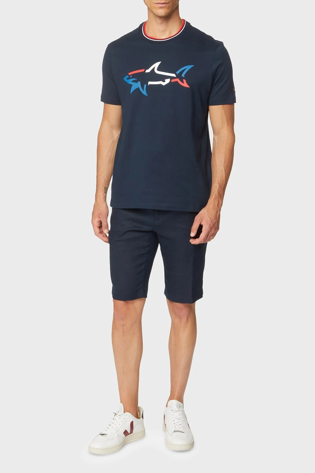 Paul & Shark Baskılı Bisiklet Yaka % 100 Pamuk Regular Fit Erkek T Shirt 22411054 013 LACİVERT - 2