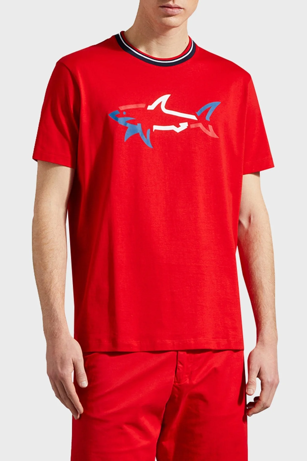 Paul & Shark Baskılı Bisiklet Yaka % 100 Pamuk Regular Fit Erkek T Shirt 22411054 577 KIRMIZI - 1