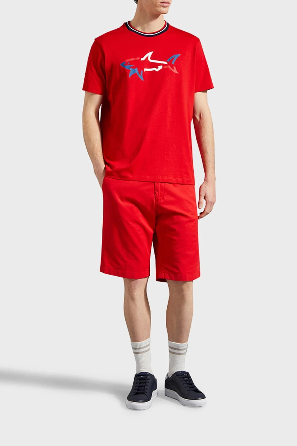 Paul & Shark Baskılı Bisiklet Yaka % 100 Pamuk Regular Fit Erkek T Shirt 22411054 577 KIRMIZI - 2