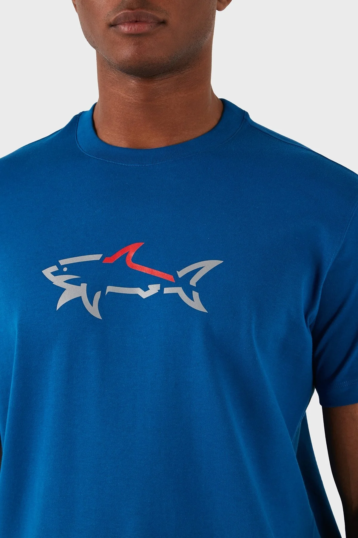 Paul & Shark Baskılı Bisiklet Yaka % 100 Pamuk Regular Fit Erkek T Shirt 23411025 726 MAVİ - 5