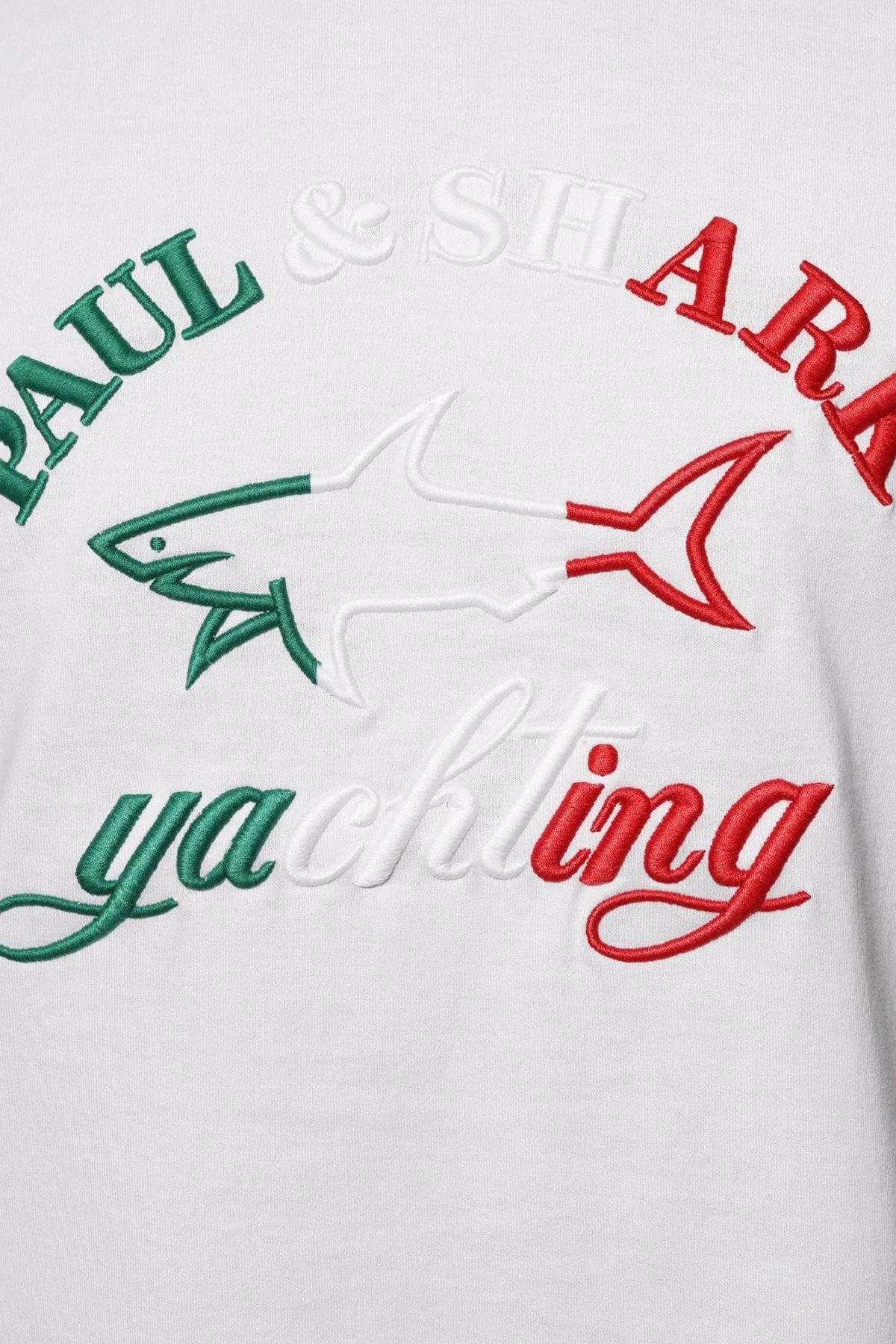 Paul & Shark Baskılı Bisiklet Yaka % 100 Pamuk Regular Fit Erkek T Shirt 23411071 010 BEYAZ - 4
