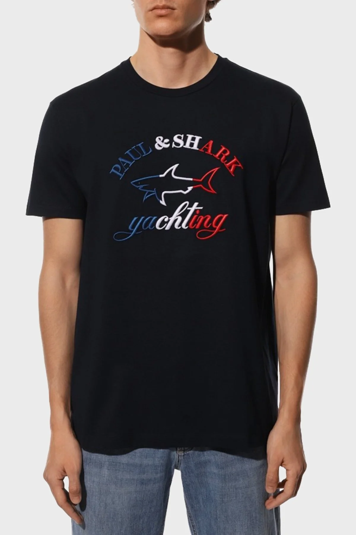 Paul & Shark Baskılı Bisiklet Yaka % 100 Pamuk Regular Fit Erkek T Shirt 23411071 013 LACİVERT - 1