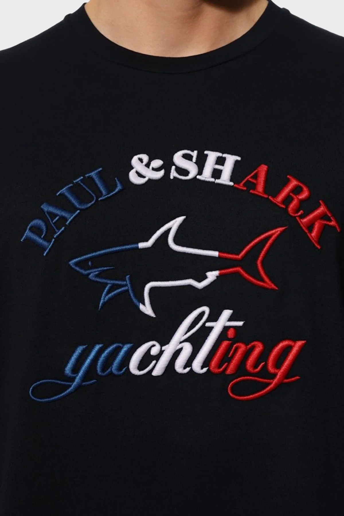 Paul & Shark Baskılı Bisiklet Yaka % 100 Pamuk Regular Fit Erkek T Shirt 23411071 013 LACİVERT - 2
