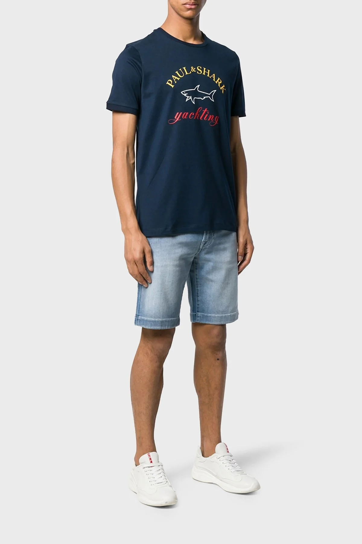 Paul & Shark Baskılı Bisiklet Yaka % 100 Pamuk Regular Fit Erkek T Shirt C0P1006 013 LACİVERT - 2