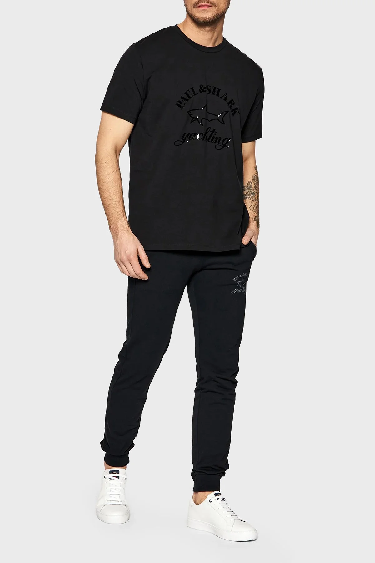 Paul & Shark Baskılı Bisiklet Yaka Organik Pamuklu Relaxed Fit Erkek T Shirt 22411075 011 SİYAH - 3