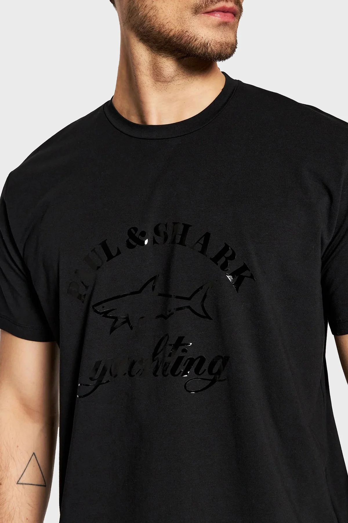 Paul & Shark Baskılı Bisiklet Yaka Organik Pamuklu Relaxed Fit Erkek T Shirt 22411075 011 SİYAH - 4