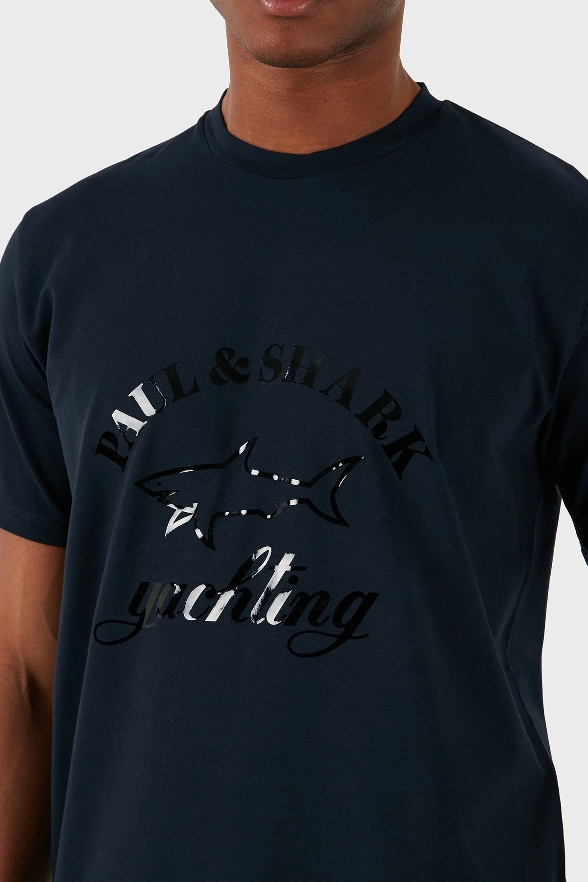 Paul & Shark Baskılı Bisiklet Yaka Organik Pamuklu Relaxed Fit Erkek T Shirt 22411075 013 LACİVERT - 6
