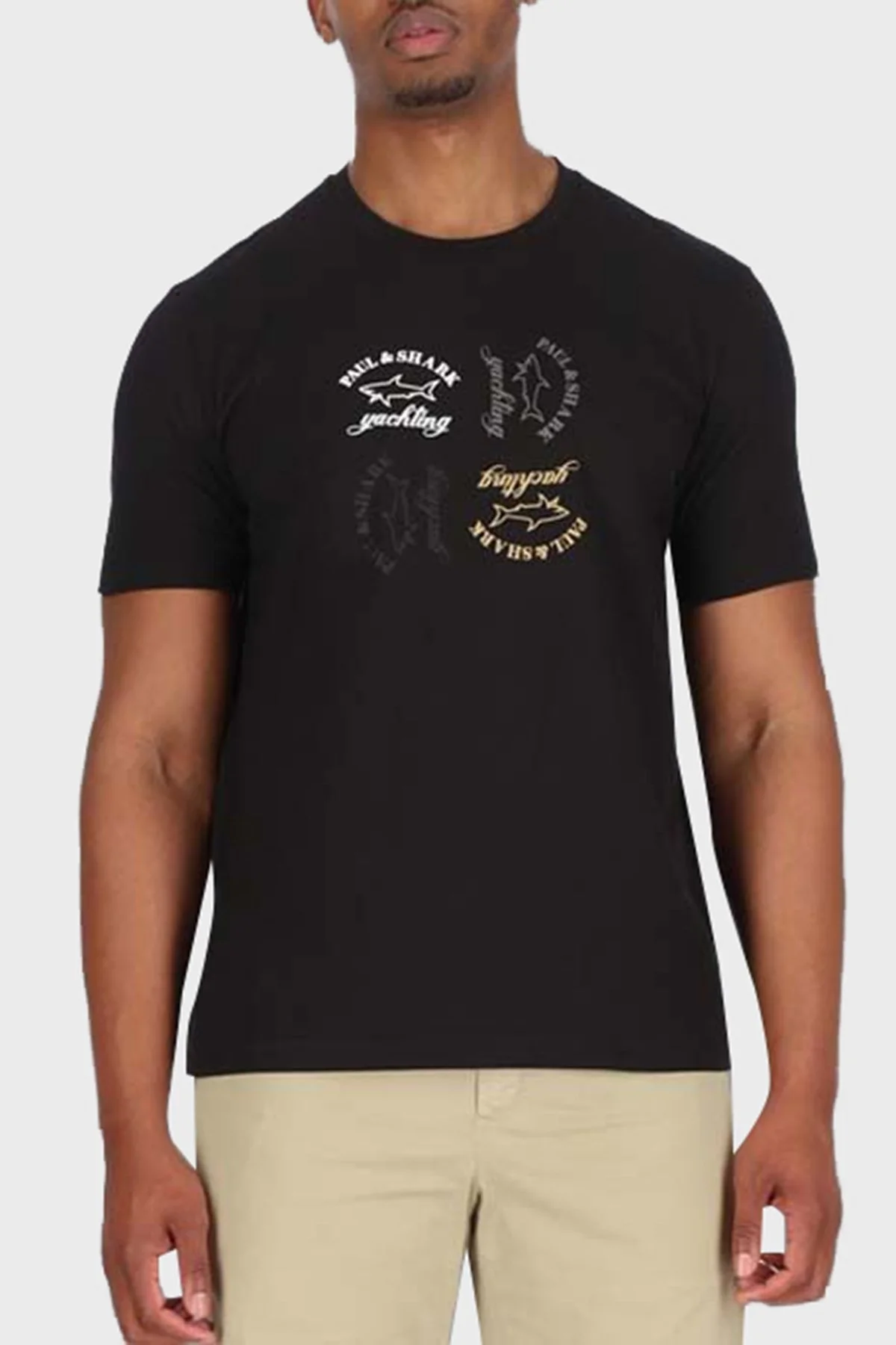 Paul & Shark Baskılı Bisiklet Yaka Pamuklu Regular Fit Erkek T Shirt 23411035 011 SİYAH - 1