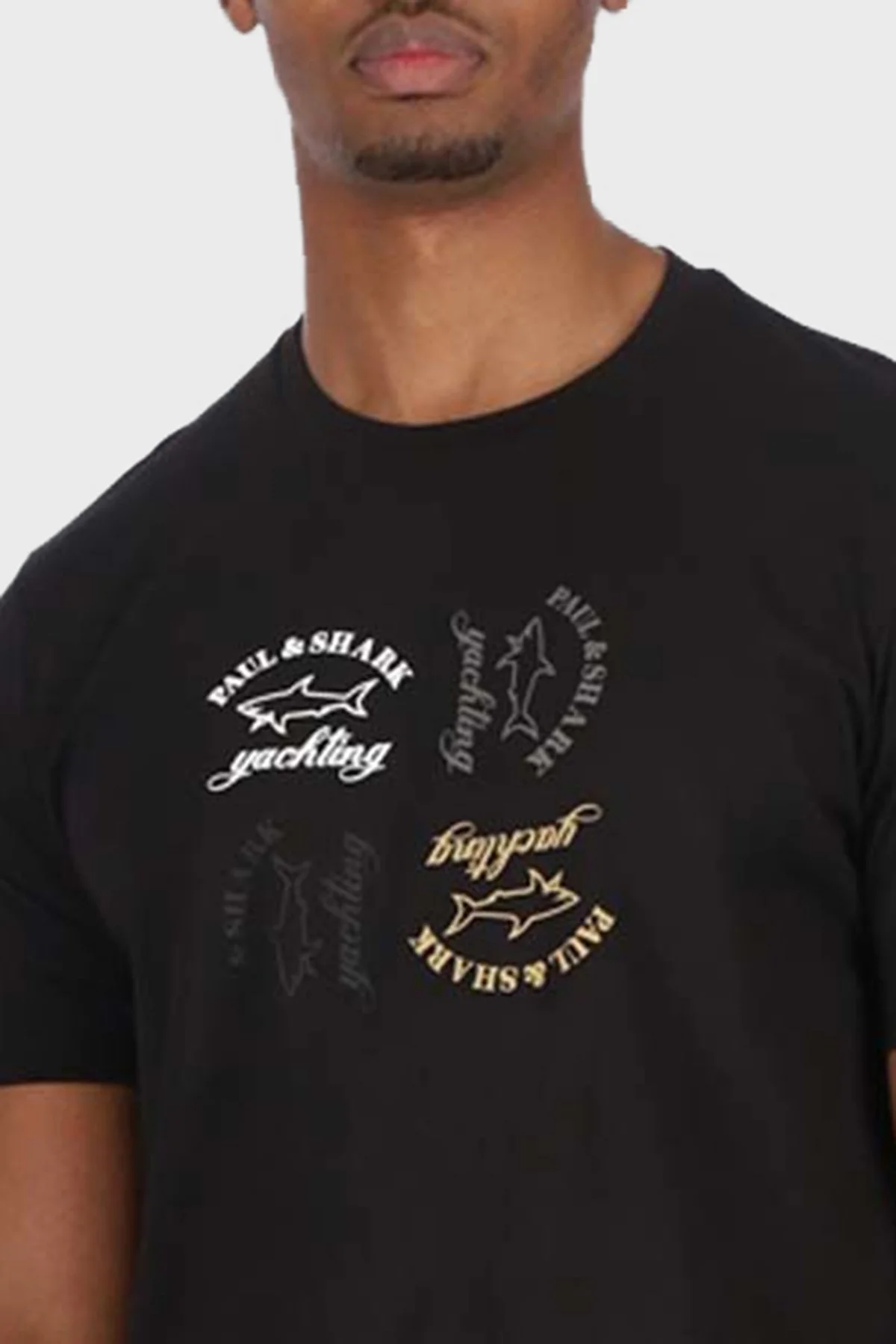 Paul & Shark Baskılı Bisiklet Yaka Pamuklu Regular Fit Erkek T Shirt 23411035 011 SİYAH - 2