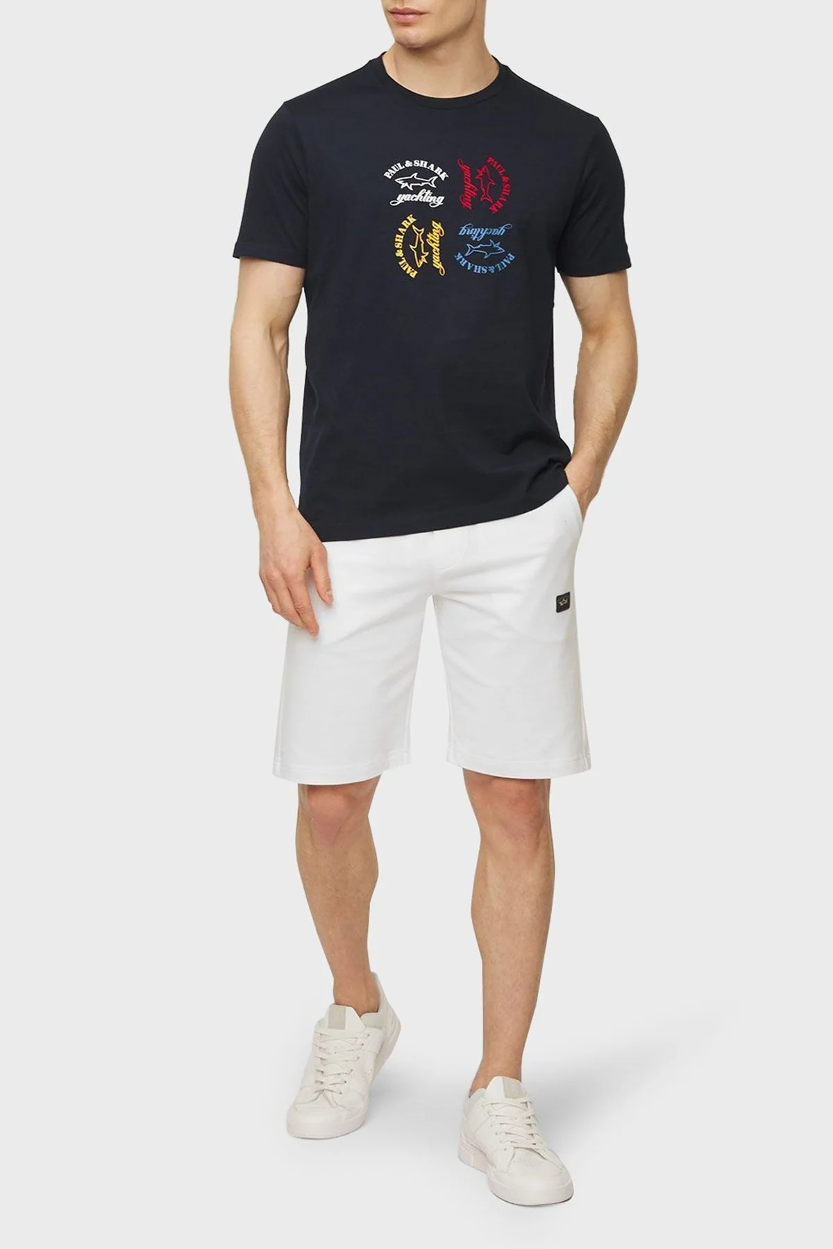 Paul & Shark Baskılı Bisiklet Yaka Pamuklu Regular Fit Erkek T Shirt 23411035 013 LACİVERT - 7