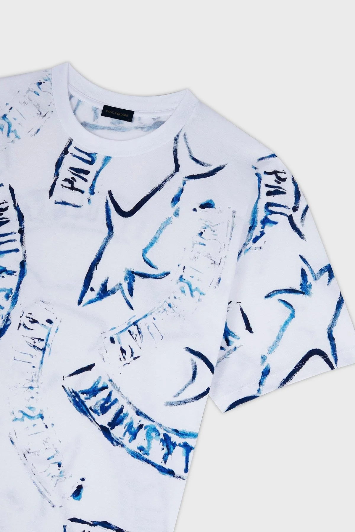 Paul & Shark Baskılı Pamuklu Regular Fit Bisiklet Yaka Erkek T Shirt 24411103 010 BEYAZ - 4