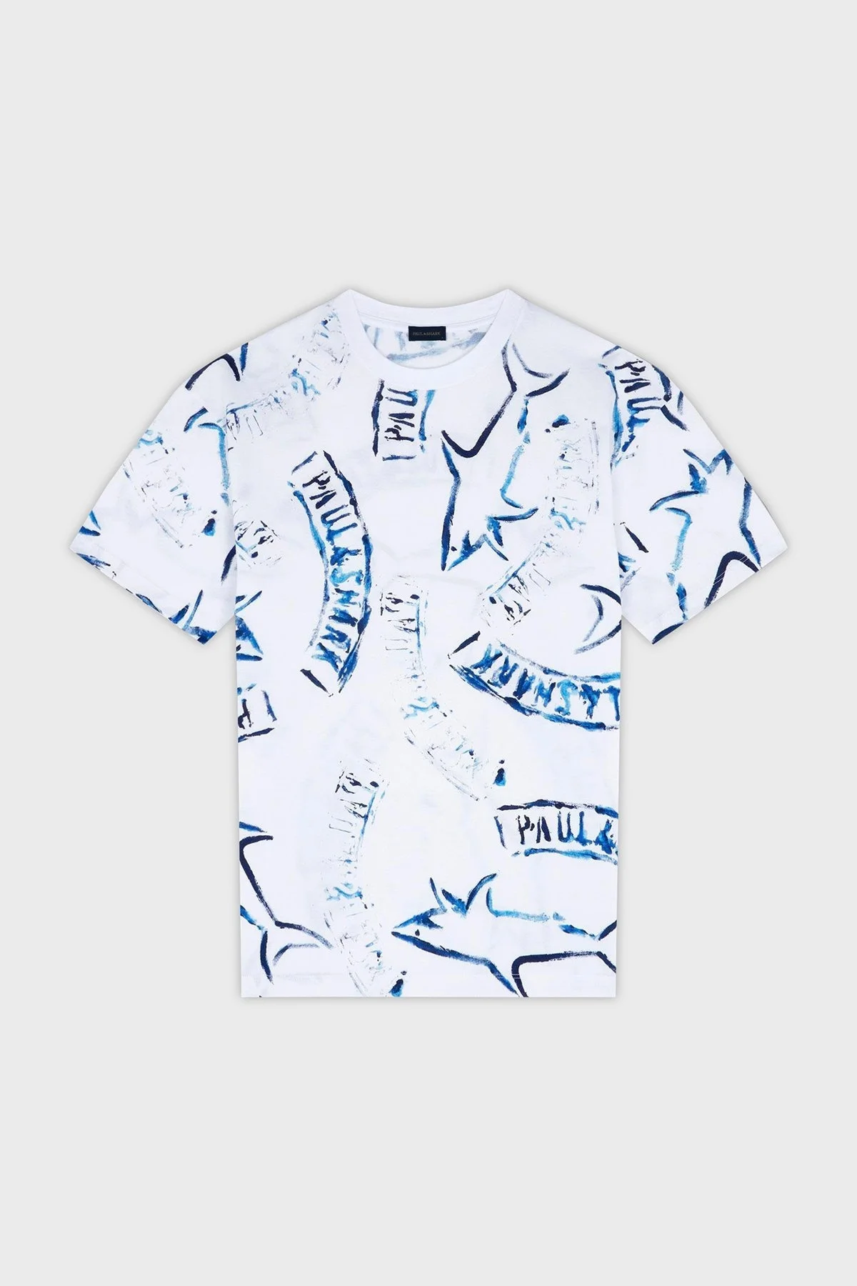 Paul & Shark Baskılı Pamuklu Regular Fit Bisiklet Yaka Erkek T Shirt 24411103 010 BEYAZ - 5