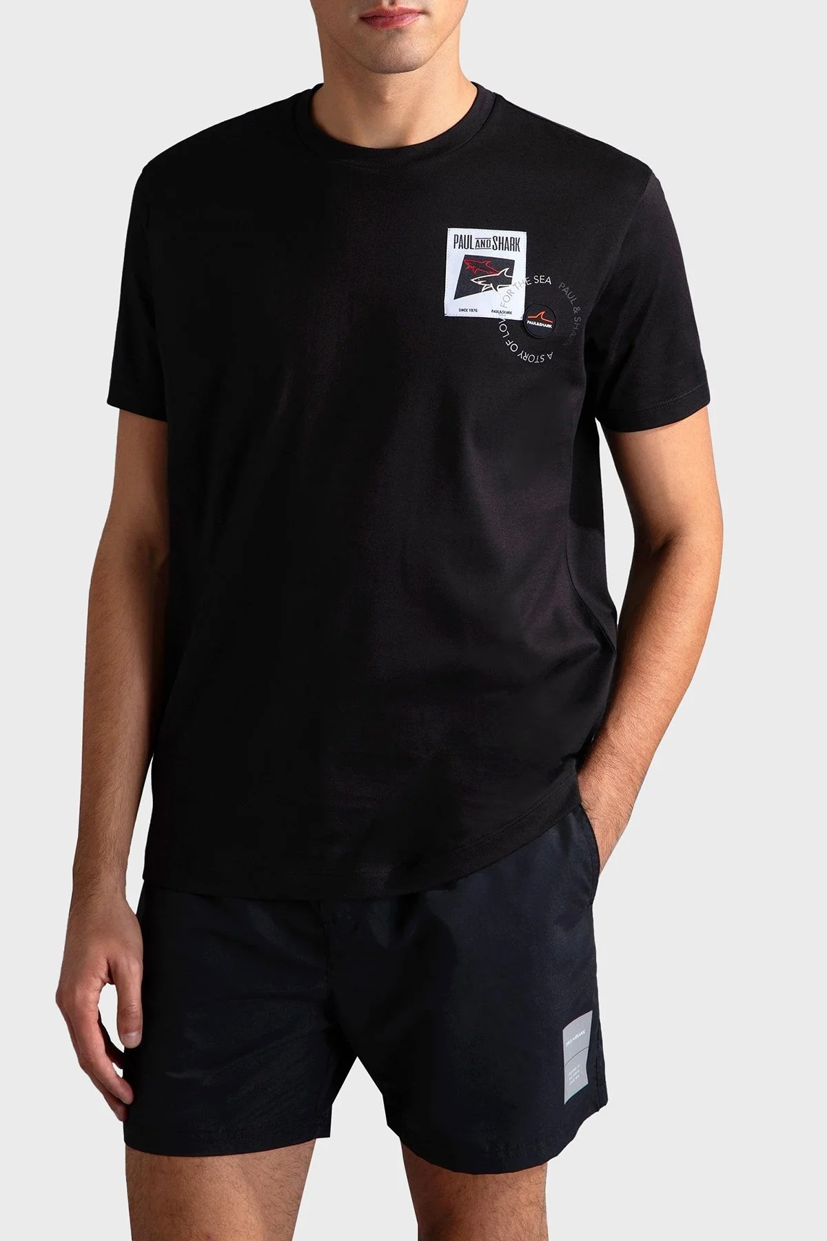 Paul & Shark Baskılı Pamuklu Regular Fit Bisiklet Yaka Erkek T Shirt 24411117 011 SİYAH - 1