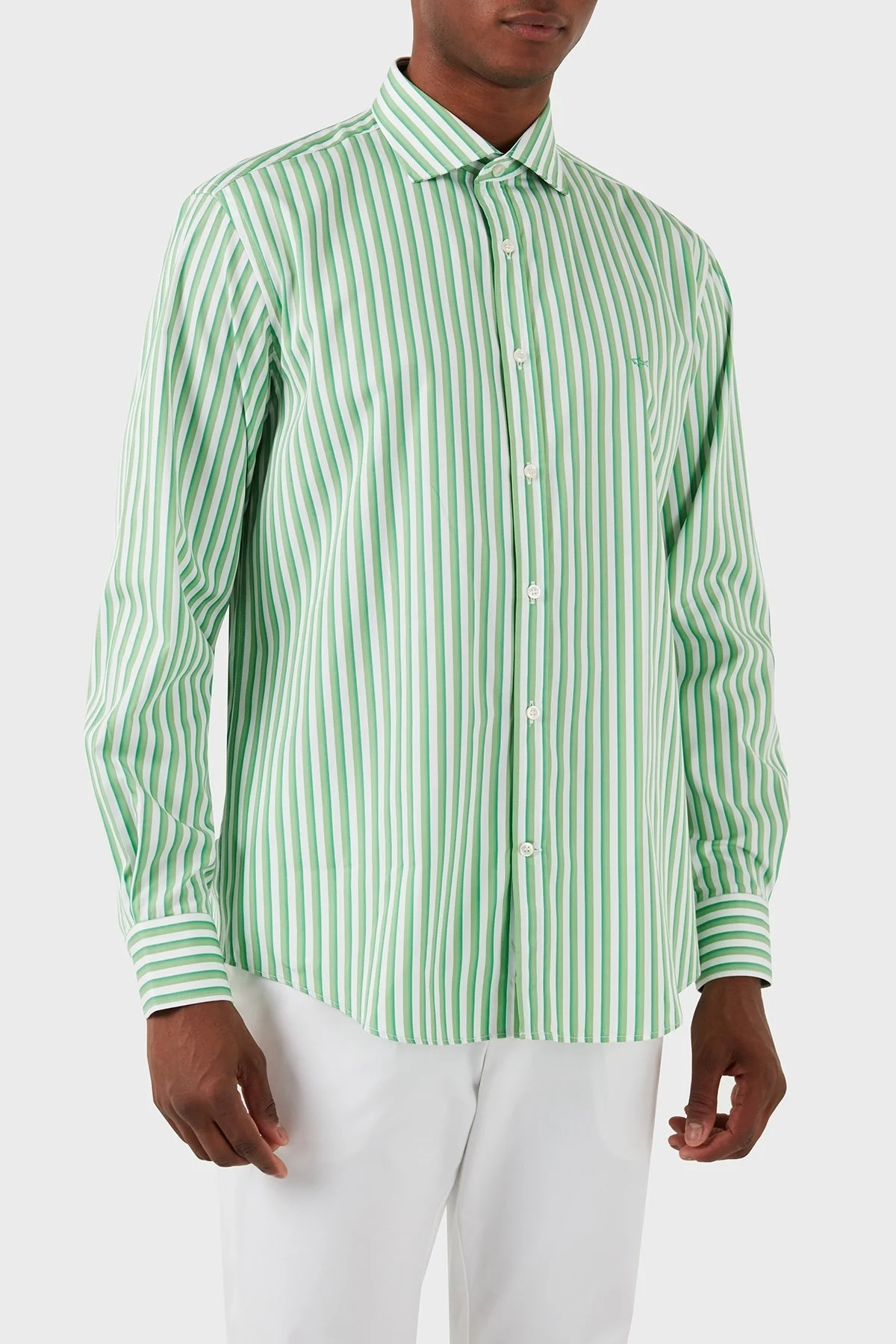Paul & Shark Çizgili % 100 Pamuk Erkek Gömlek 23413042J 060 YEŞİL-BEYAZ - 3