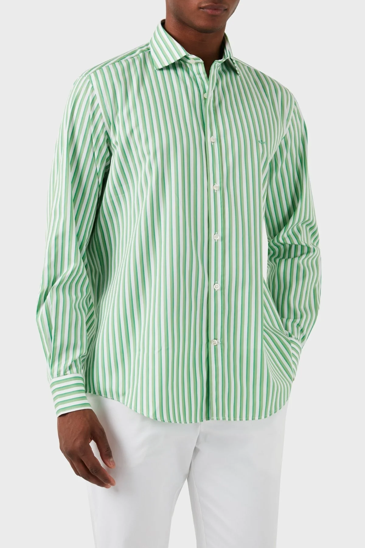 Paul & Shark Çizgili % 100 Pamuk Erkek Gömlek 23413042J 060 YEŞİL-BEYAZ - 6