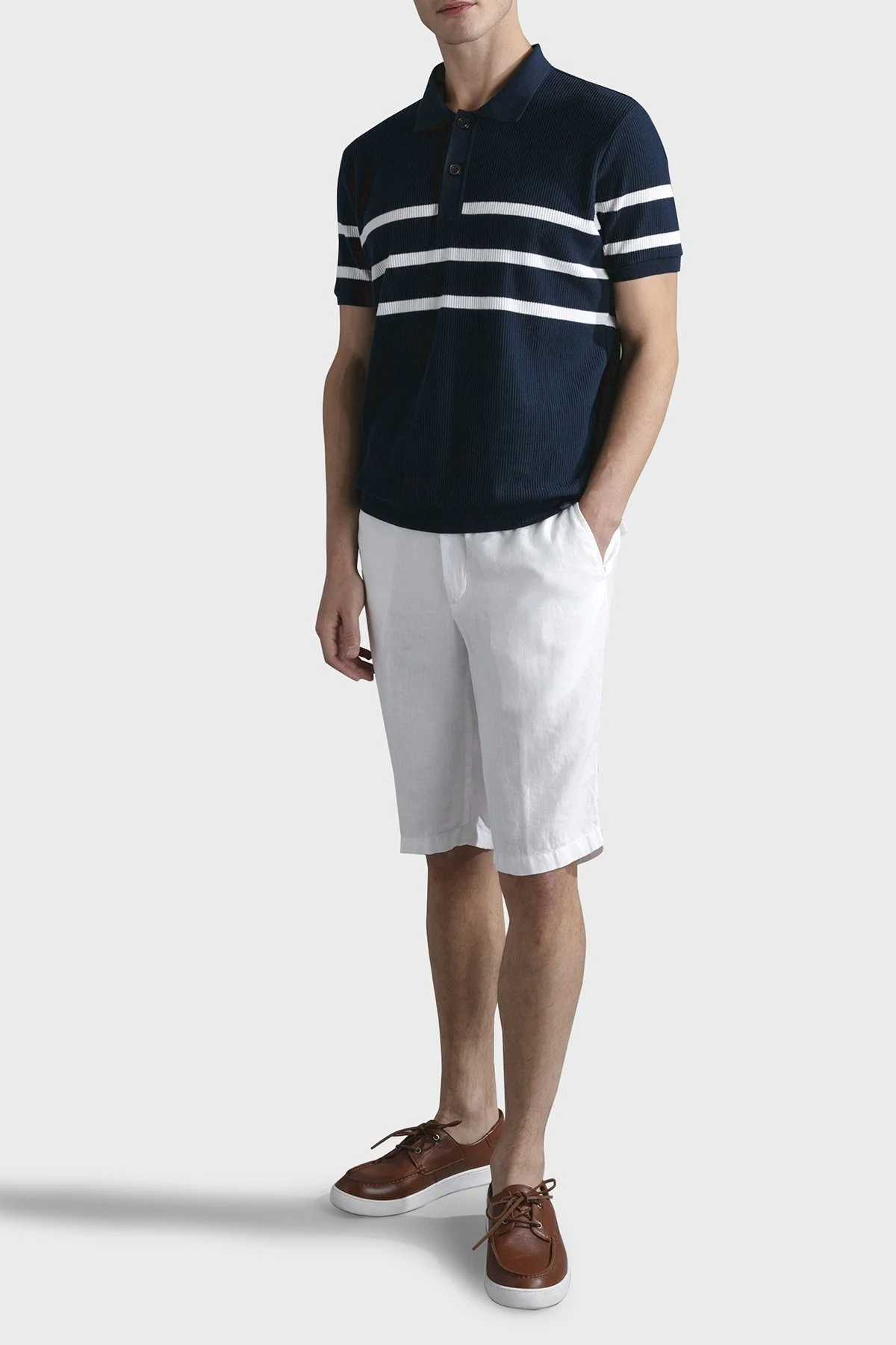 Paul & Shark Çizgili % 100 Pamuk Regular Fit Düğmeli Erkek Polo Yaka T Shirt 24411625 201 LACİVERT - 3