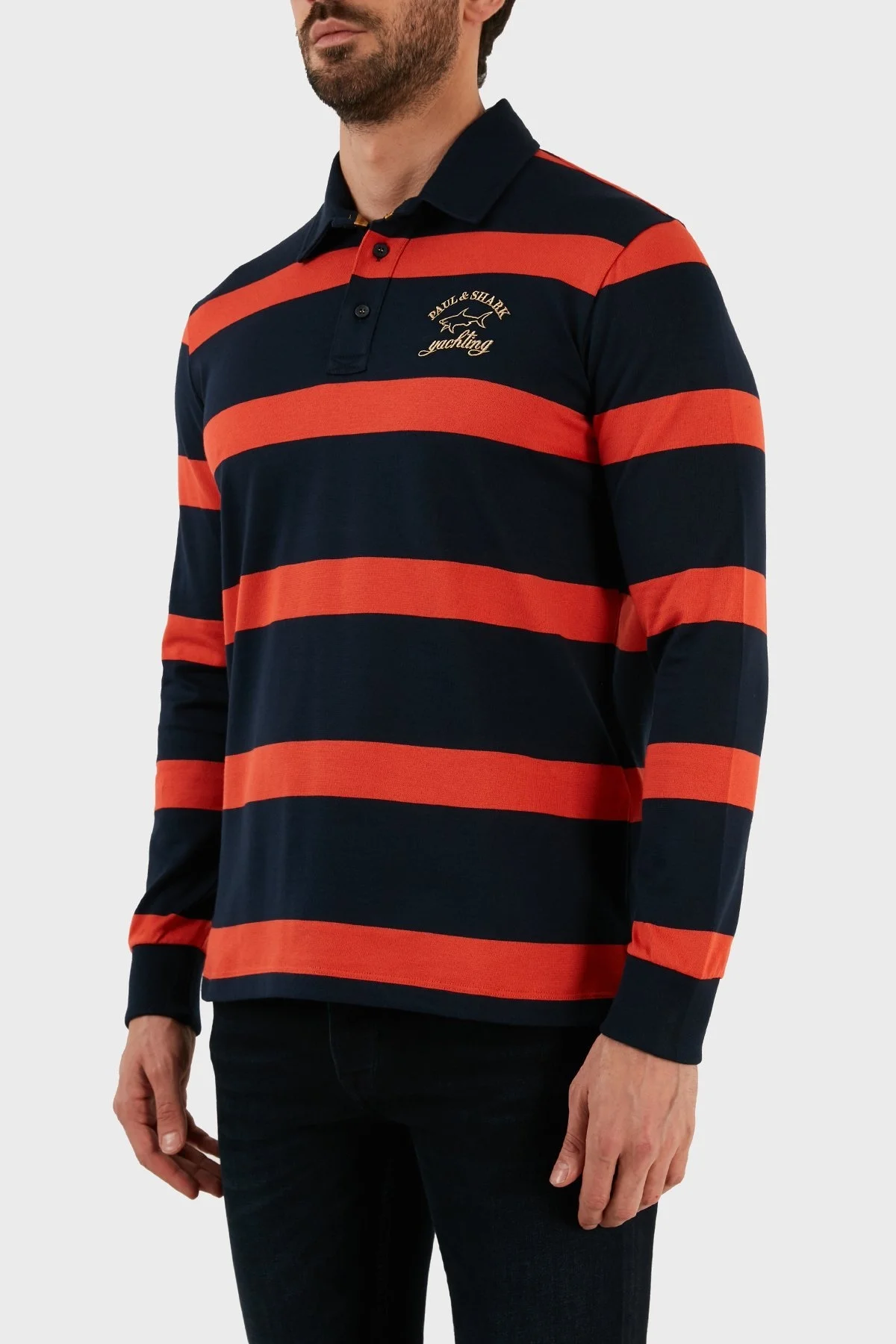 Paul & Shark Çizgili Pamuklu Regular Fit Düğmeli Polo Erkek Sweat 12311762146 LACİVERT - 2