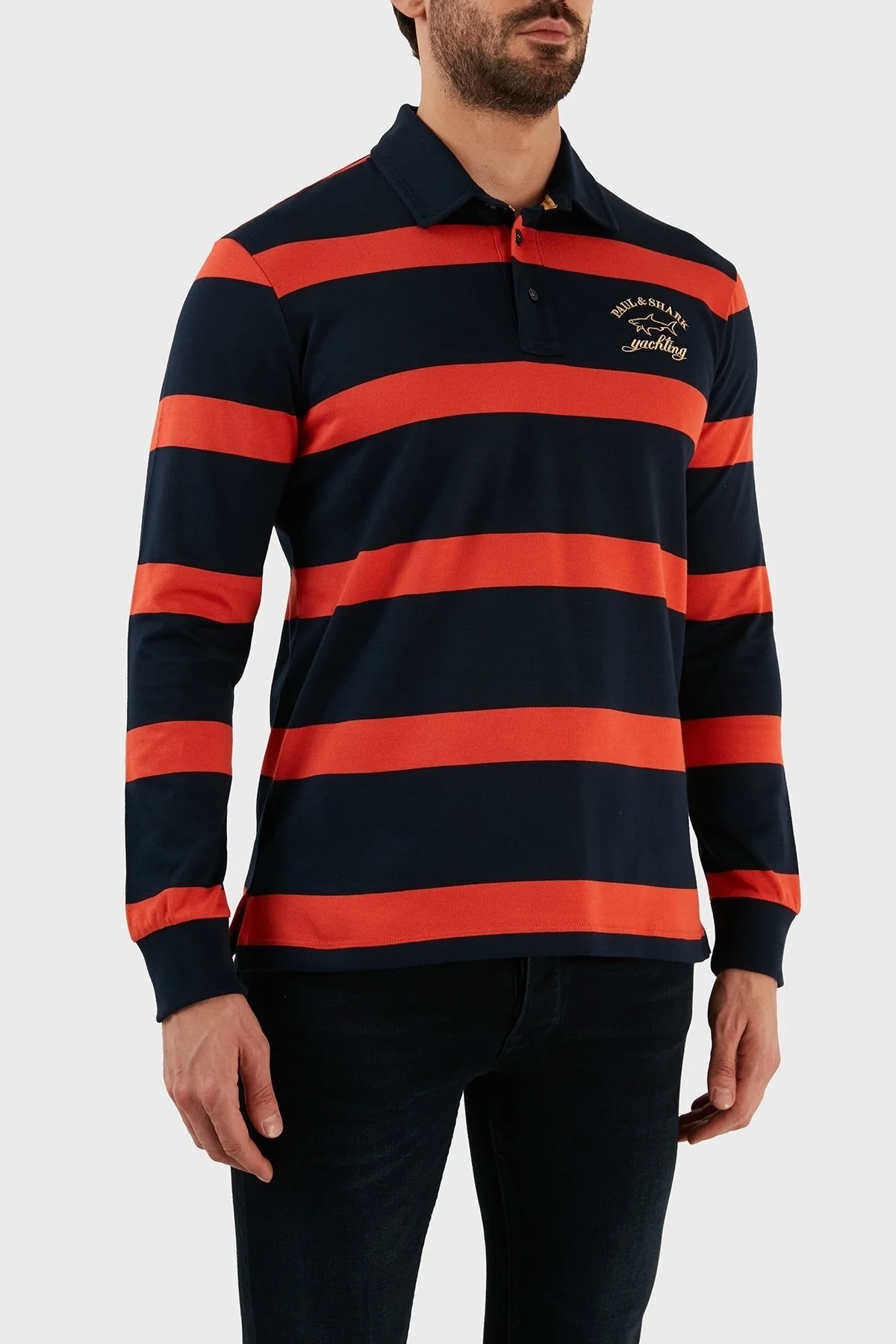 Paul & Shark Çizgili Pamuklu Regular Fit Düğmeli Polo Erkek Sweat 12311762146 LACİVERT - 3