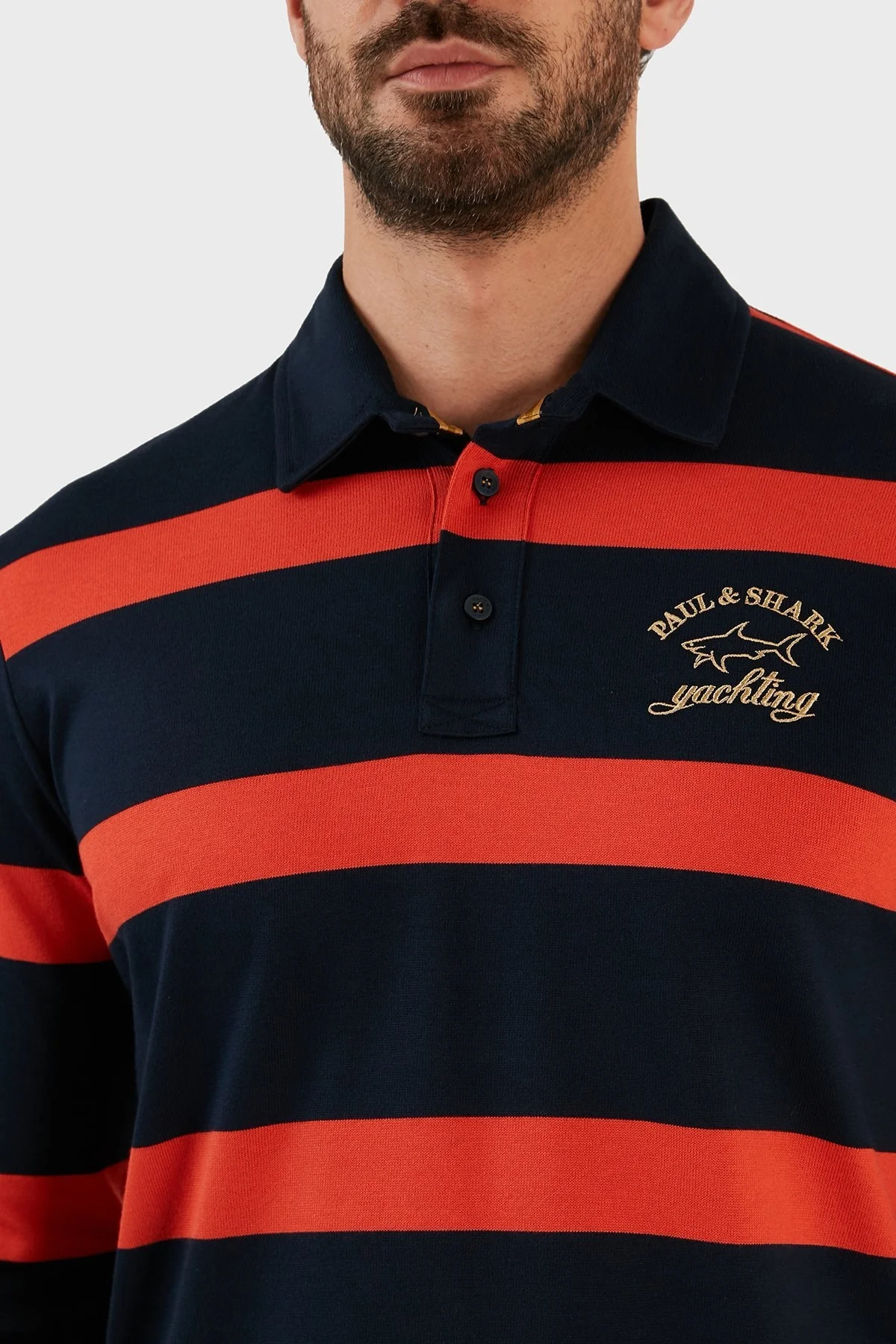 Paul & Shark Çizgili Pamuklu Regular Fit Düğmeli Polo Erkek Sweat 12311762146 LACİVERT - 4