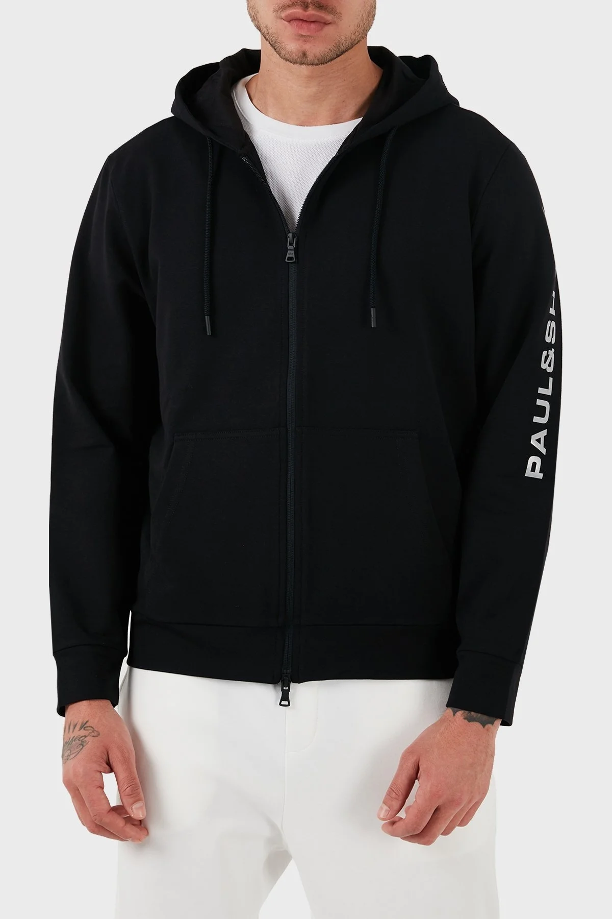 Paul & Shark Fermuarlı Kapüşonlu % 100 Pamuk Regular Fit Erkek Sweat 12311903 011 SİYAH - 1