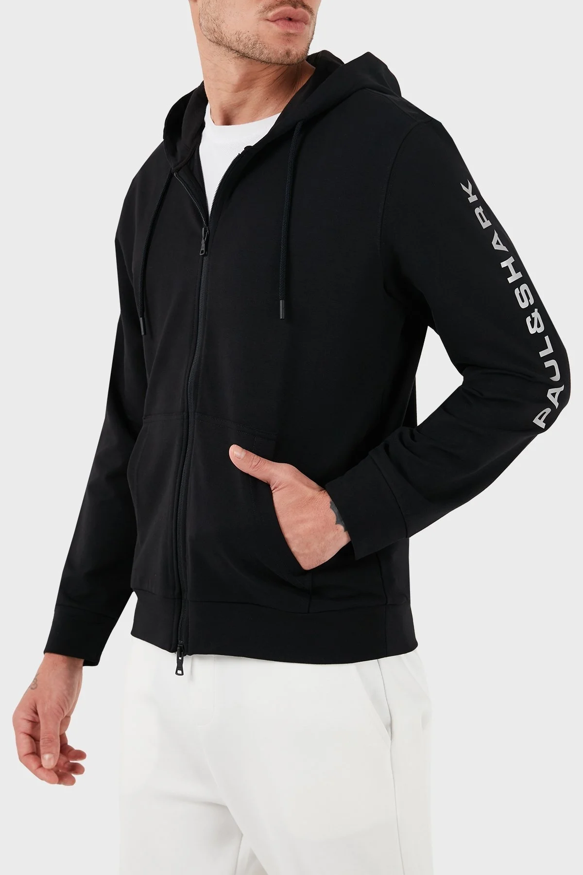 Paul & Shark Fermuarlı Kapüşonlu % 100 Pamuk Regular Fit Erkek Sweat 12311903 011 SİYAH - 3