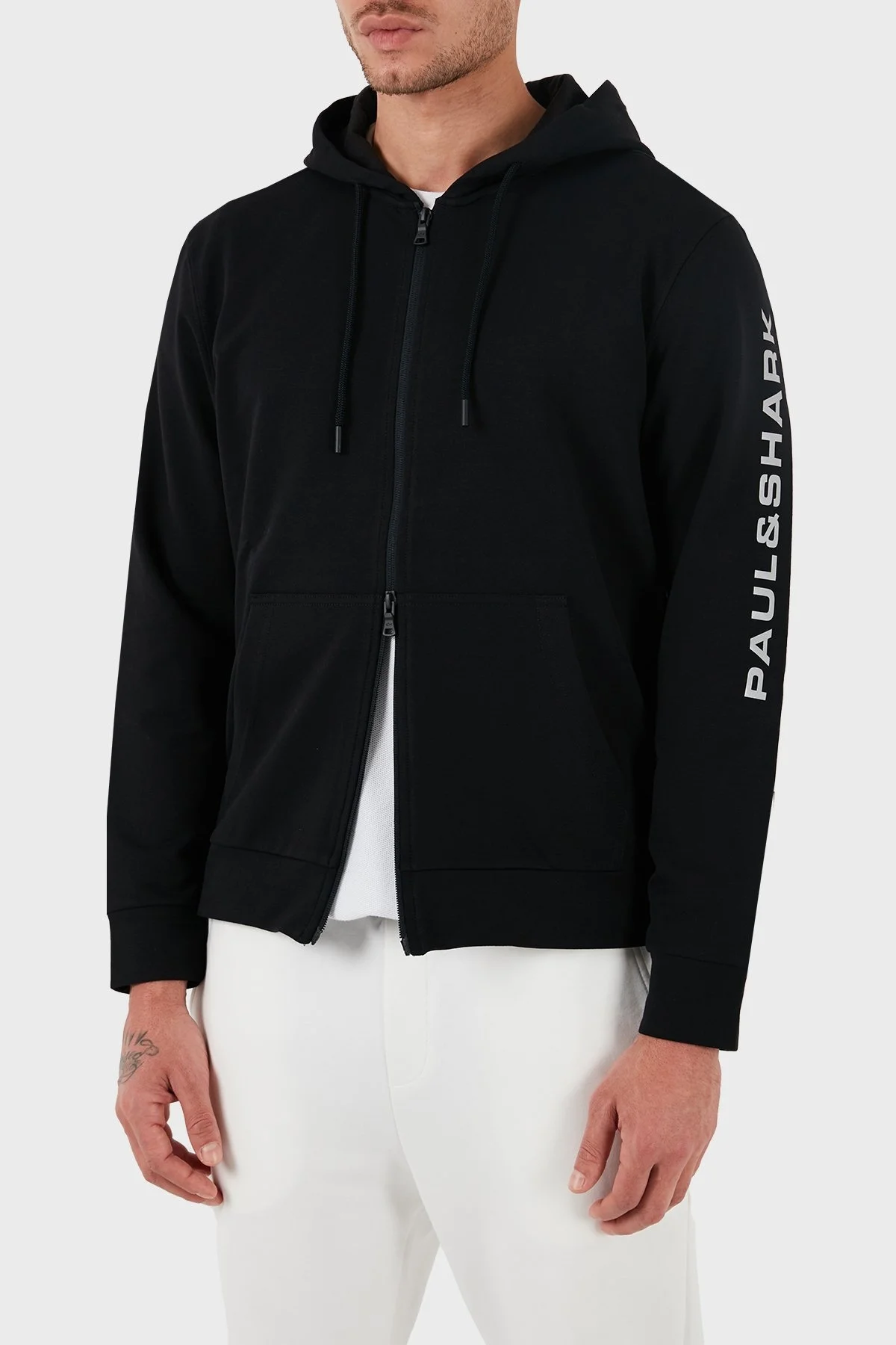 Paul & Shark Fermuarlı Kapüşonlu % 100 Pamuk Regular Fit Erkek Sweat 12311903 011 SİYAH - 4