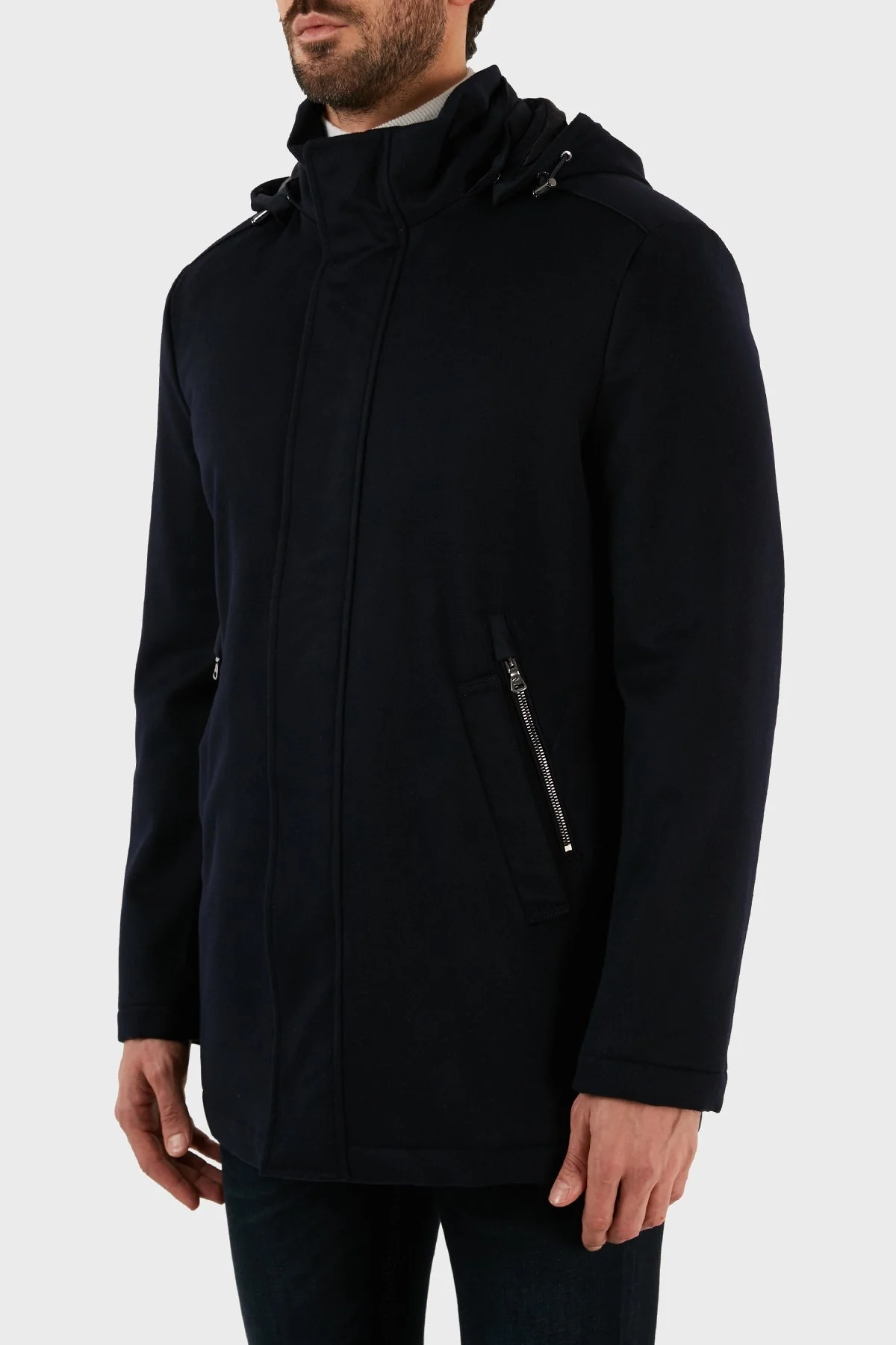 Paul & Shark Kaşmir Karışımlı Regular Fit Çıkarılabilir Kapüşonlu Erkek Kaban 12312406 050 LACİVERT - 2