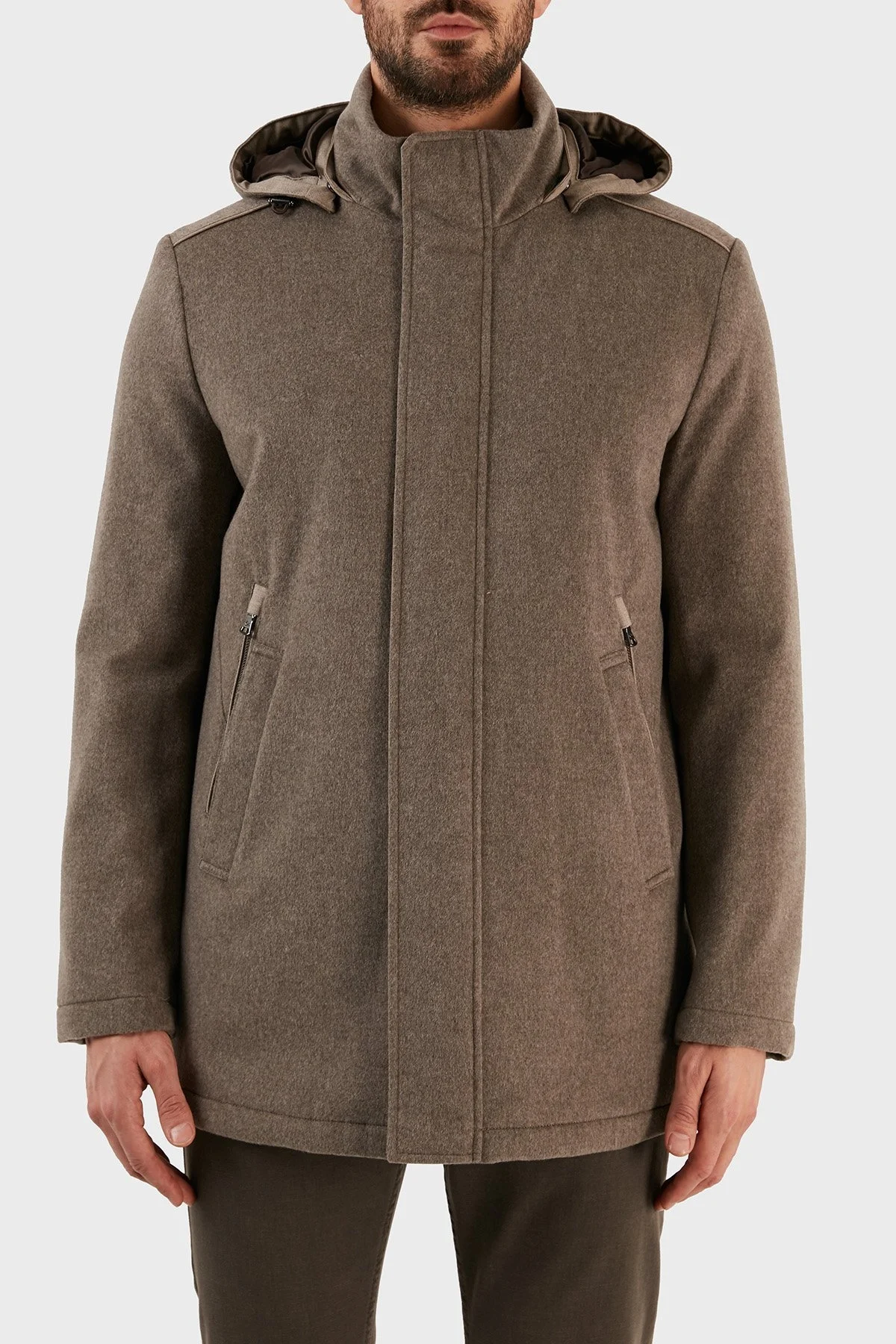 Paul & Shark Kaşmir Karışımlı Regular Fit Çıkarılabilir Kapüşonlu Erkek Kaban 12312406 090 GRİ - 8