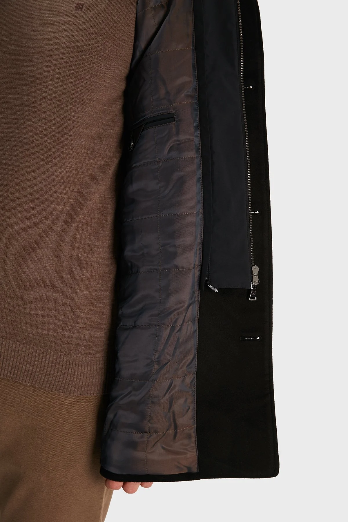 Paul & Shark Kaşmir Karışımlı Regular Fit Suni Kürklü Dik Yaka Erkek Kaban 12312470 011 SİYAH - 5