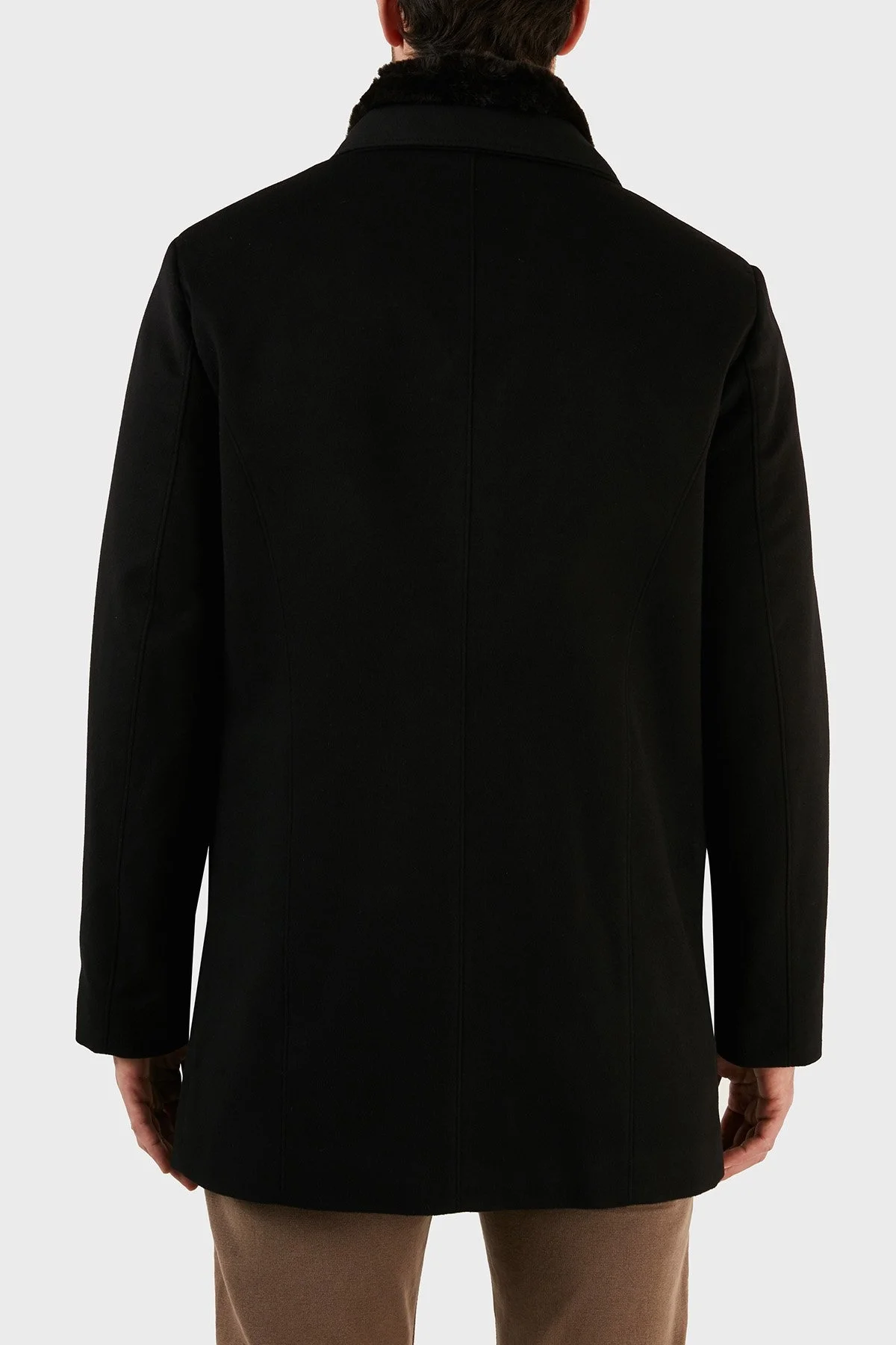 Paul & Shark Kaşmir Karışımlı Regular Fit Suni Kürklü Dik Yaka Erkek Kaban 12312470 011 SİYAH - 6