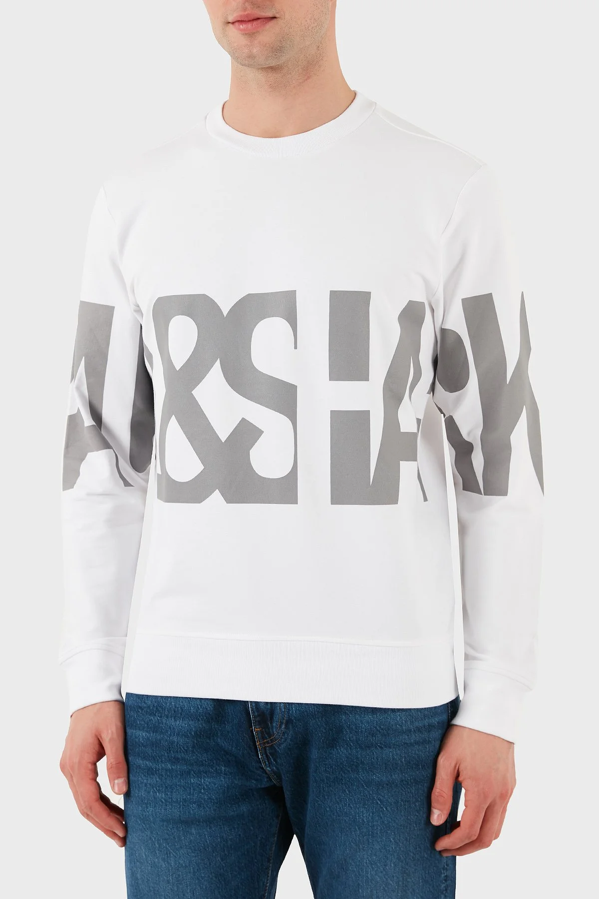 Paul & Shark Logo Baskılı Streç Pamuklu Regular Fit Bisiklet Yaka Erkek Sweat 24411862 010 BEYAZ - 1