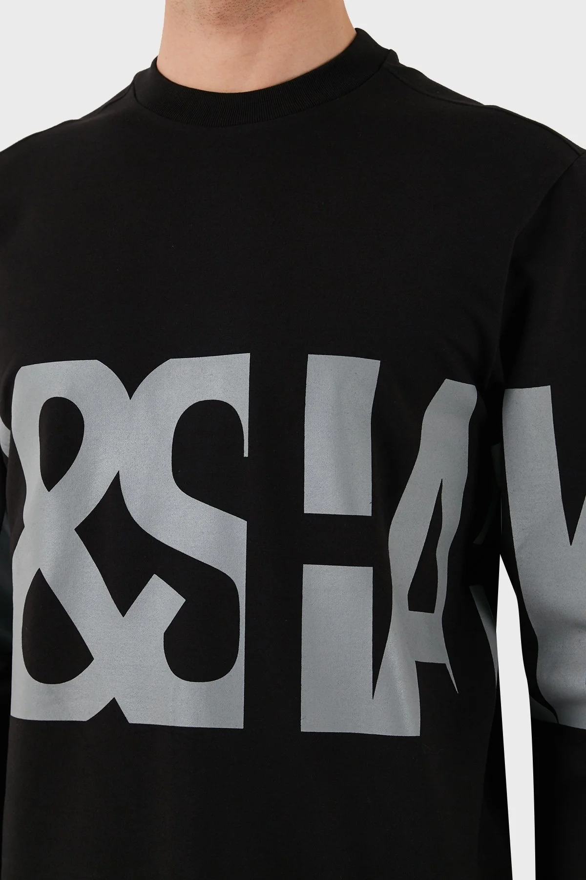 Paul & Shark Logo Baskılı Streç Pamuklu Regular Fit Bisiklet Yaka Erkek Sweat 24411862 011 SİYAH - 5