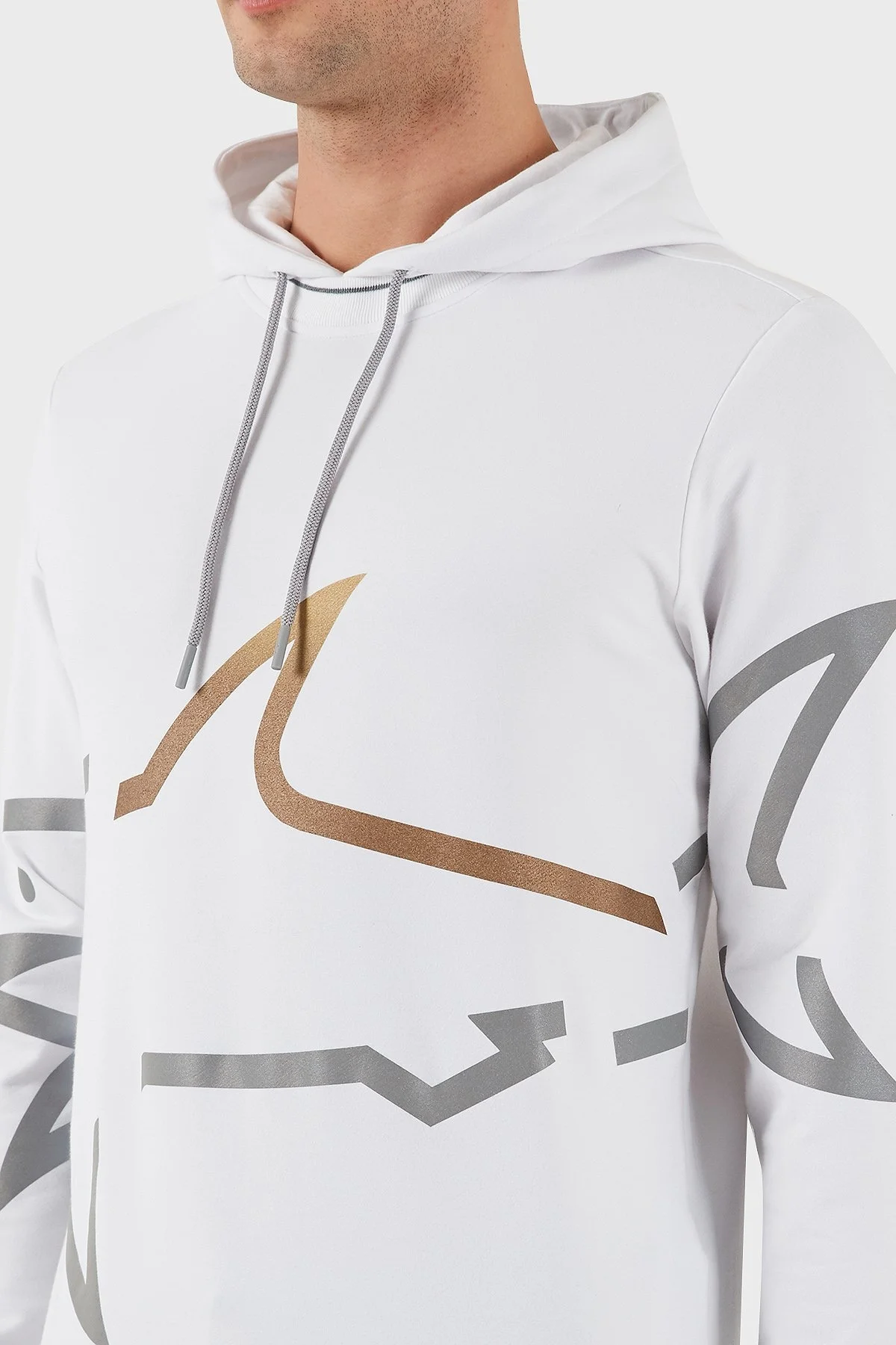 Paul & Shark Logo Baskılı Streç Pamuklu Regular Fit Kapüşonlu Erkek Sweat 24411882 010 BEYAZ - 5