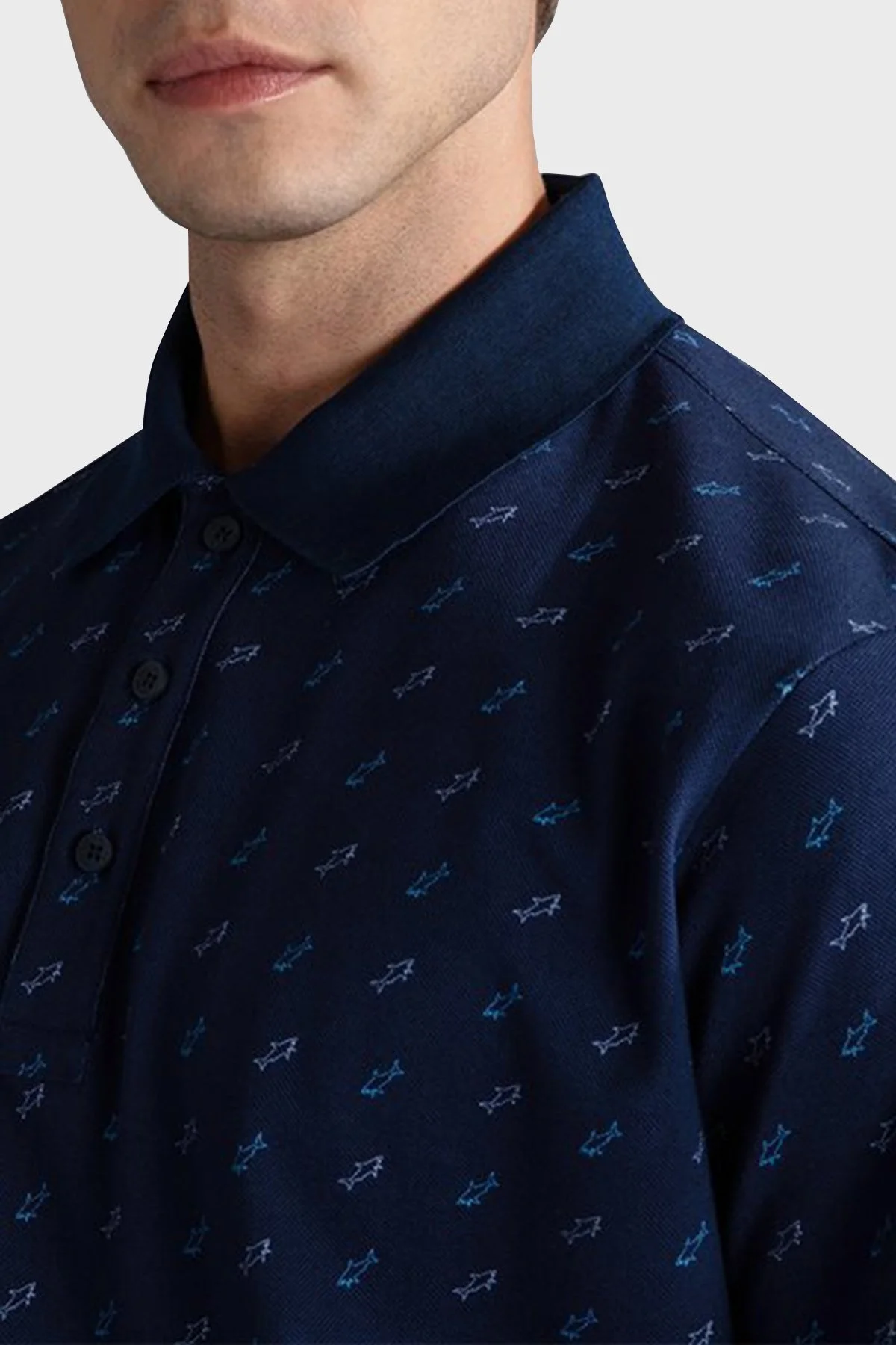 Paul & Shark Logo Desenli Pamuklu Regular Fit Düğmeli Erkek Polo Yaka T Shirt 24411337 013 LACİVERT - 4