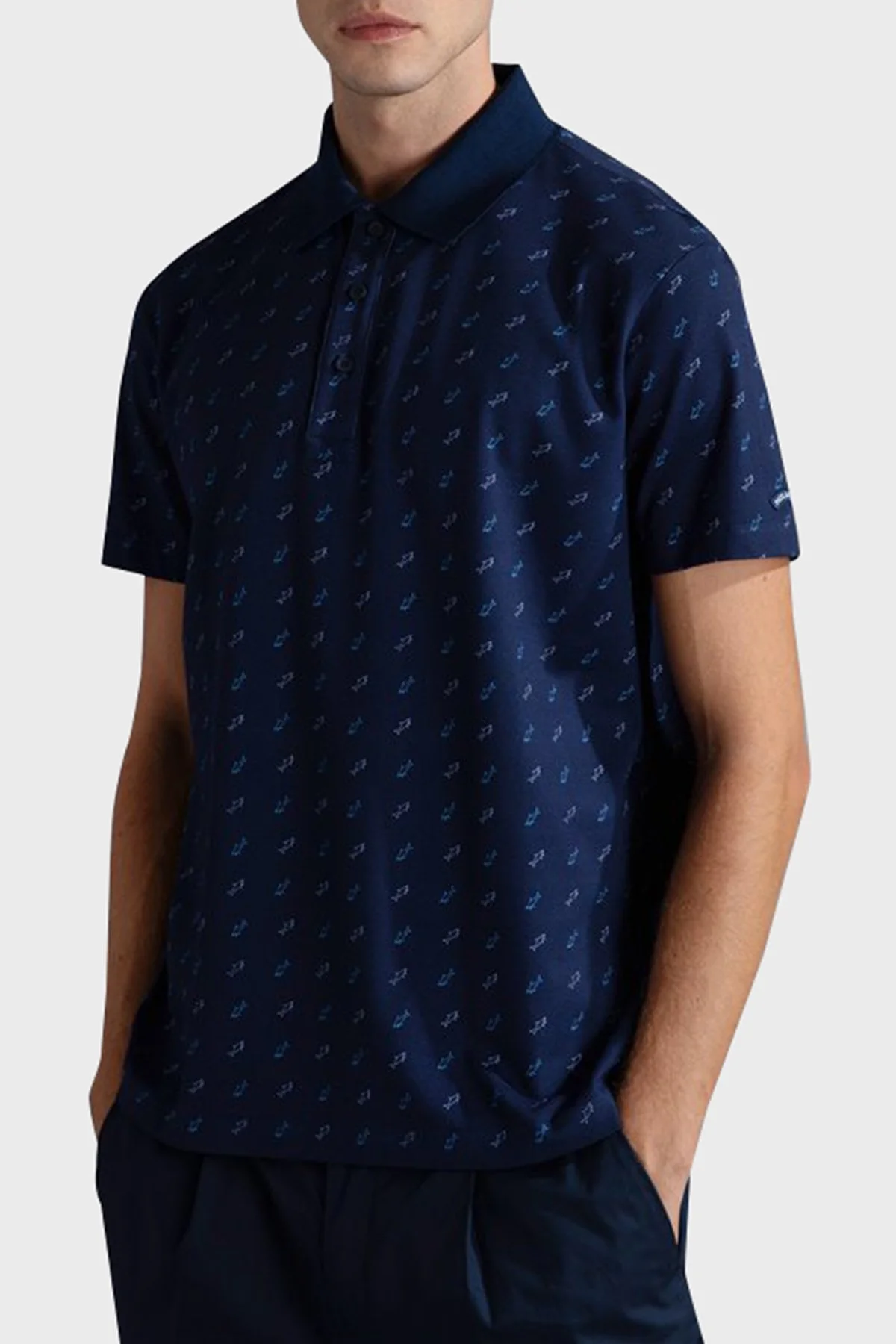 Paul & Shark Logo Desenli Pamuklu Regular Fit Düğmeli Erkek Polo Yaka T Shirt 24411337 013 LACİVERT - 1