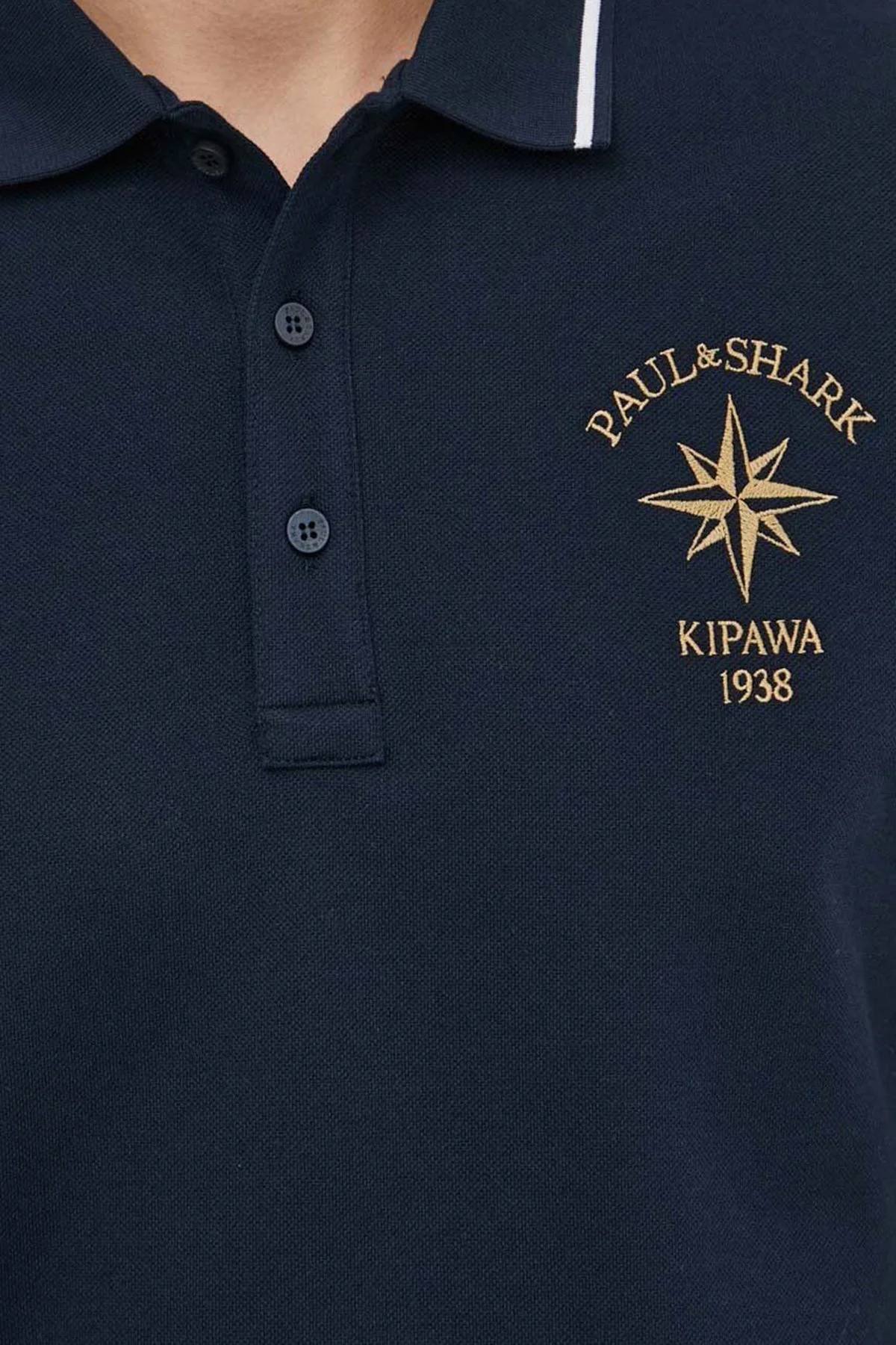 Paul & Shark Logo İşlemeli % 100 Pamuk Regular Fit Düğmeli Erkek Polo Yaka T Shirt 24411350 013 LACİVERT - 4