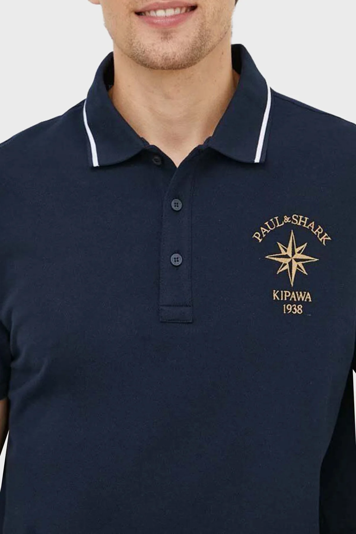 Paul & Shark Logo İşlemeli % 100 Pamuk Regular Fit Düğmeli Erkek Polo Yaka T Shirt 24411350 013 LACİVERT - 5
