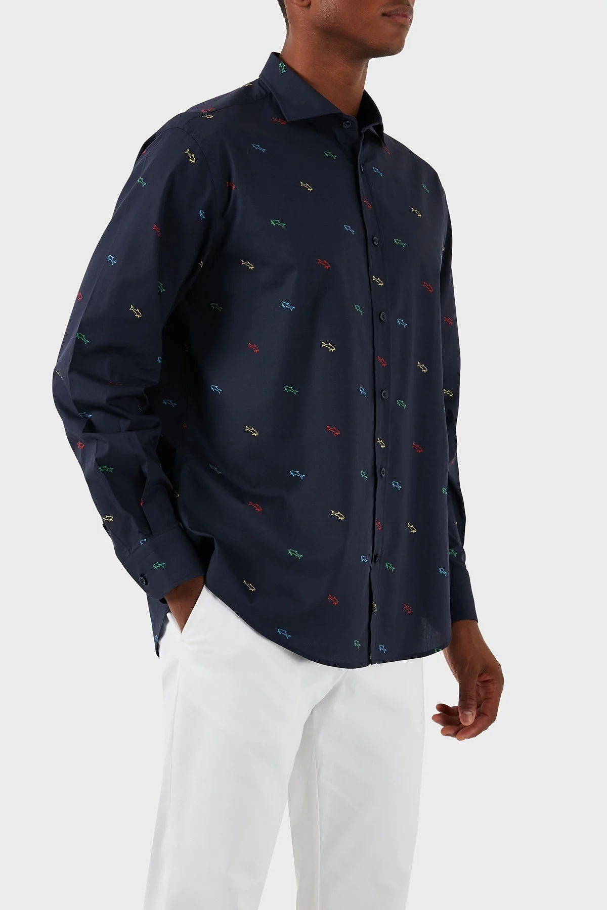 Paul & Shark Logolu % 100 Pamuk Erkek Gömlek 23413288J 102 LACİVERT - 4