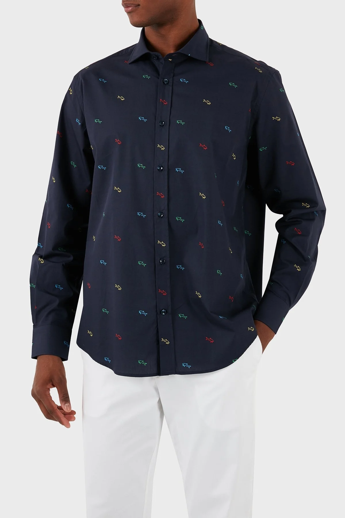 Paul & Shark Logolu % 100 Pamuk Erkek Gömlek 23413288J 102 LACİVERT - 5