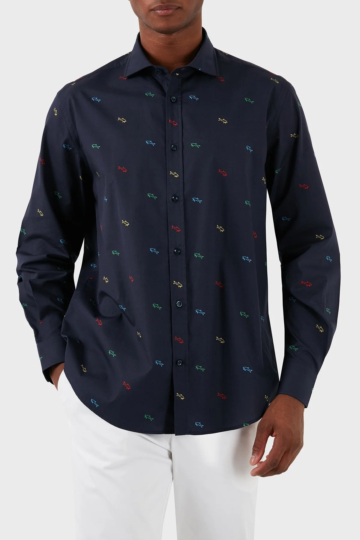 Paul & Shark Logolu % 100 Pamuk Erkek Gömlek 23413288J 102 LACİVERT - 6