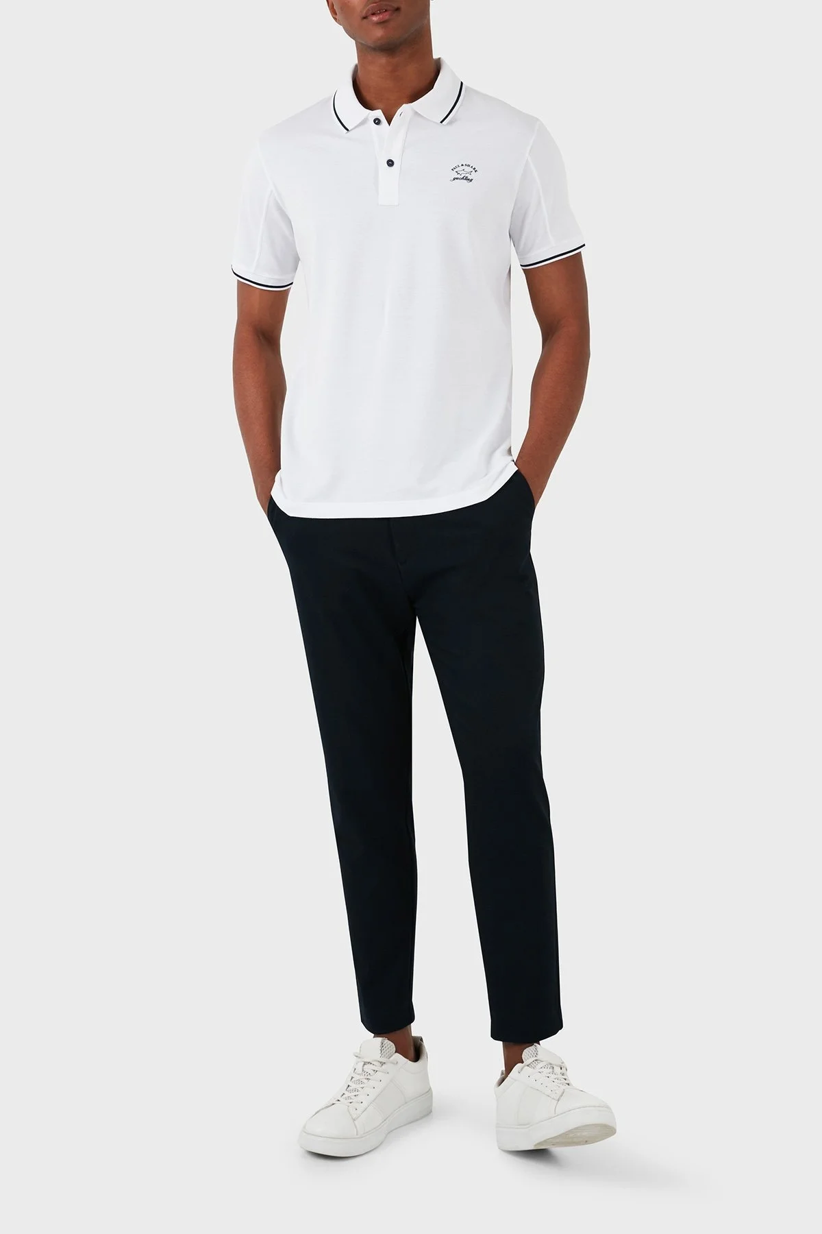 Paul & Shark Logolu % 100 Pamuk Regular Fit Erkek Polo Yaka T Shirt 22411287 010 BEYAZ - 3